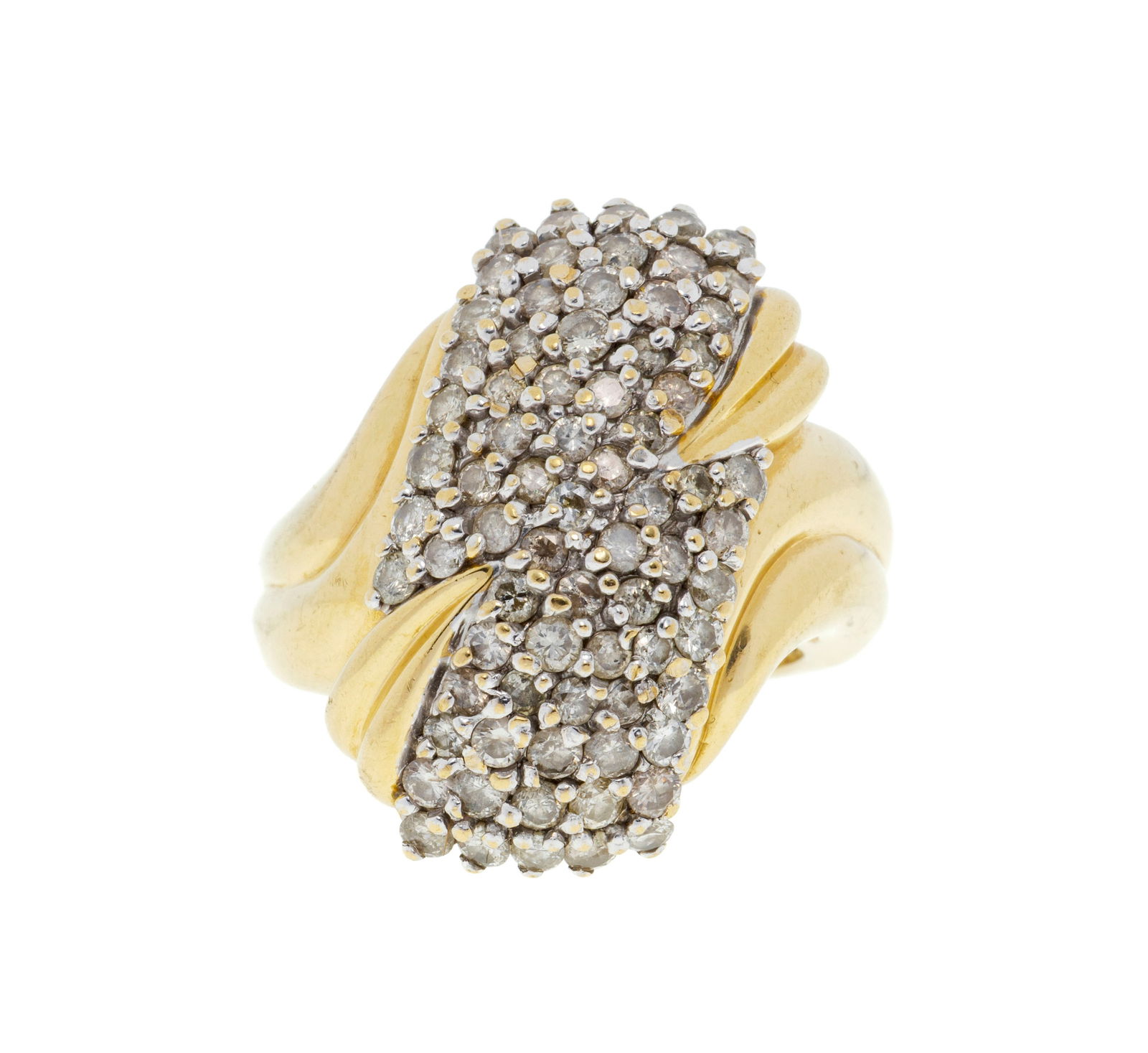 Bague 2 ors 585 ornée d'un pavage de diamants taille brillant, doigt 57-17, 11g (1 of 3)