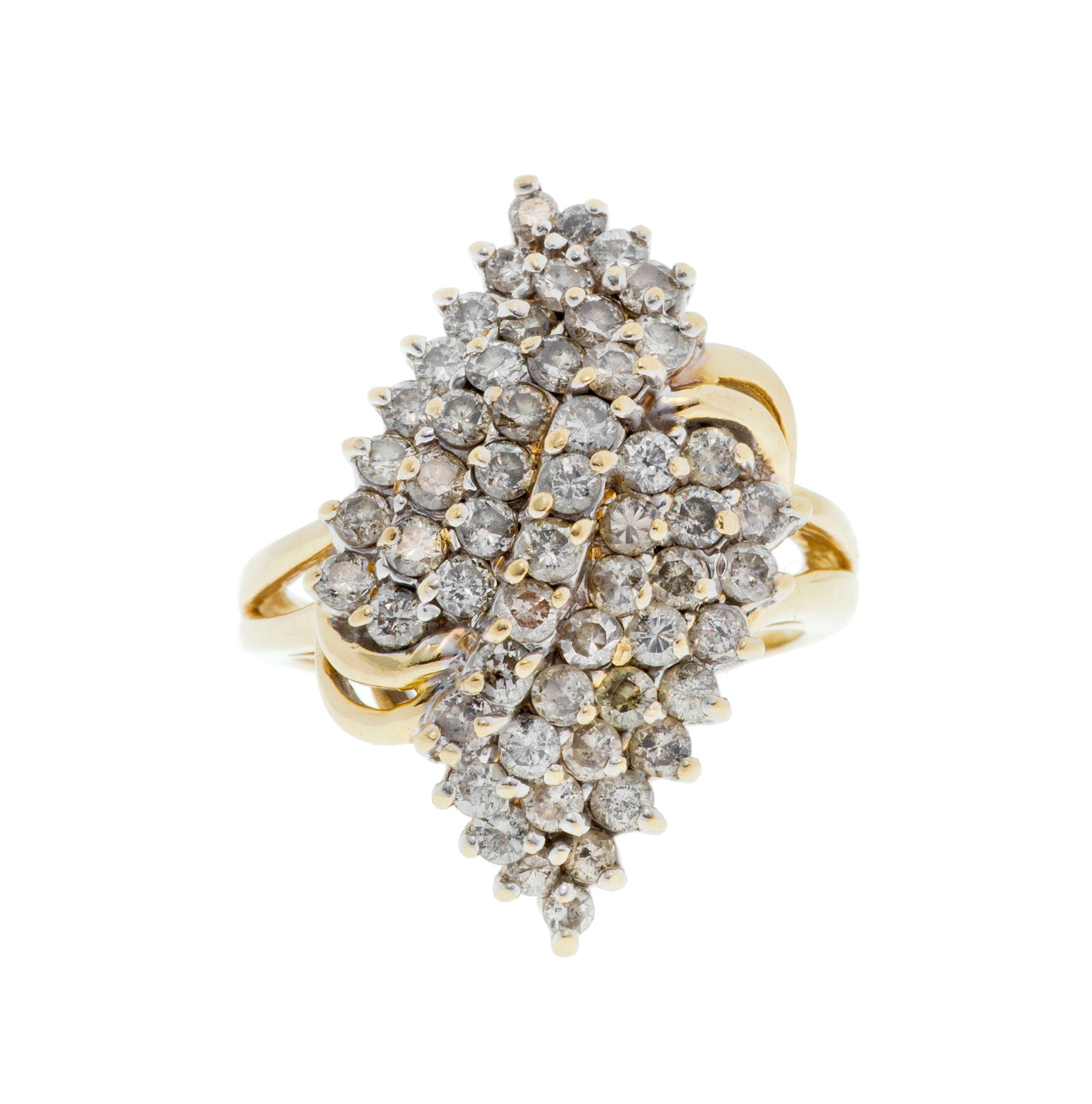 Bague 2 ors 585 pavée de diamants taille brillant, doigt 56-16, 7g (1 of 3)