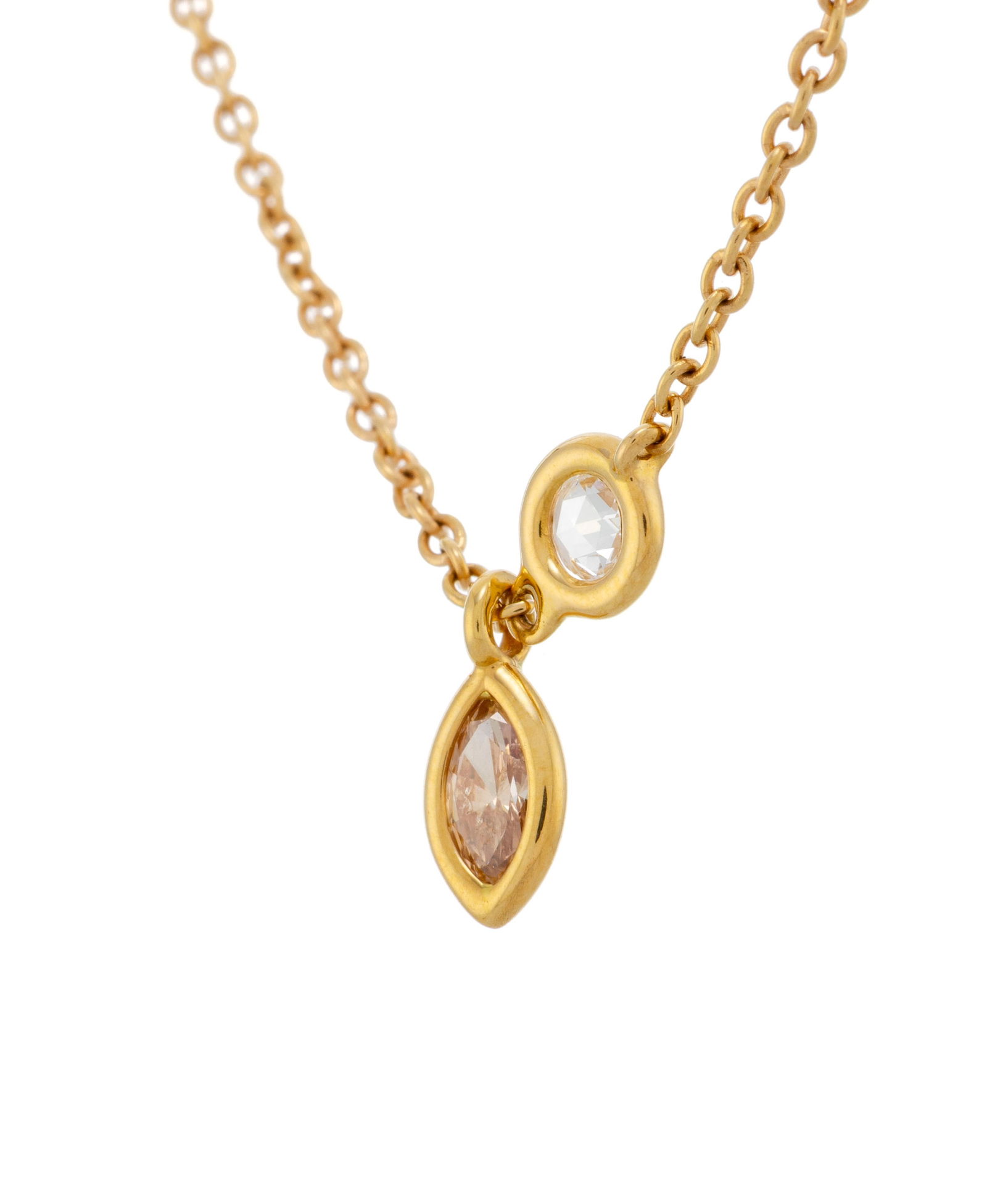 Mimi, collier or rose 750, chaîne à maille forçat alternée d'un diamant taille r - 2