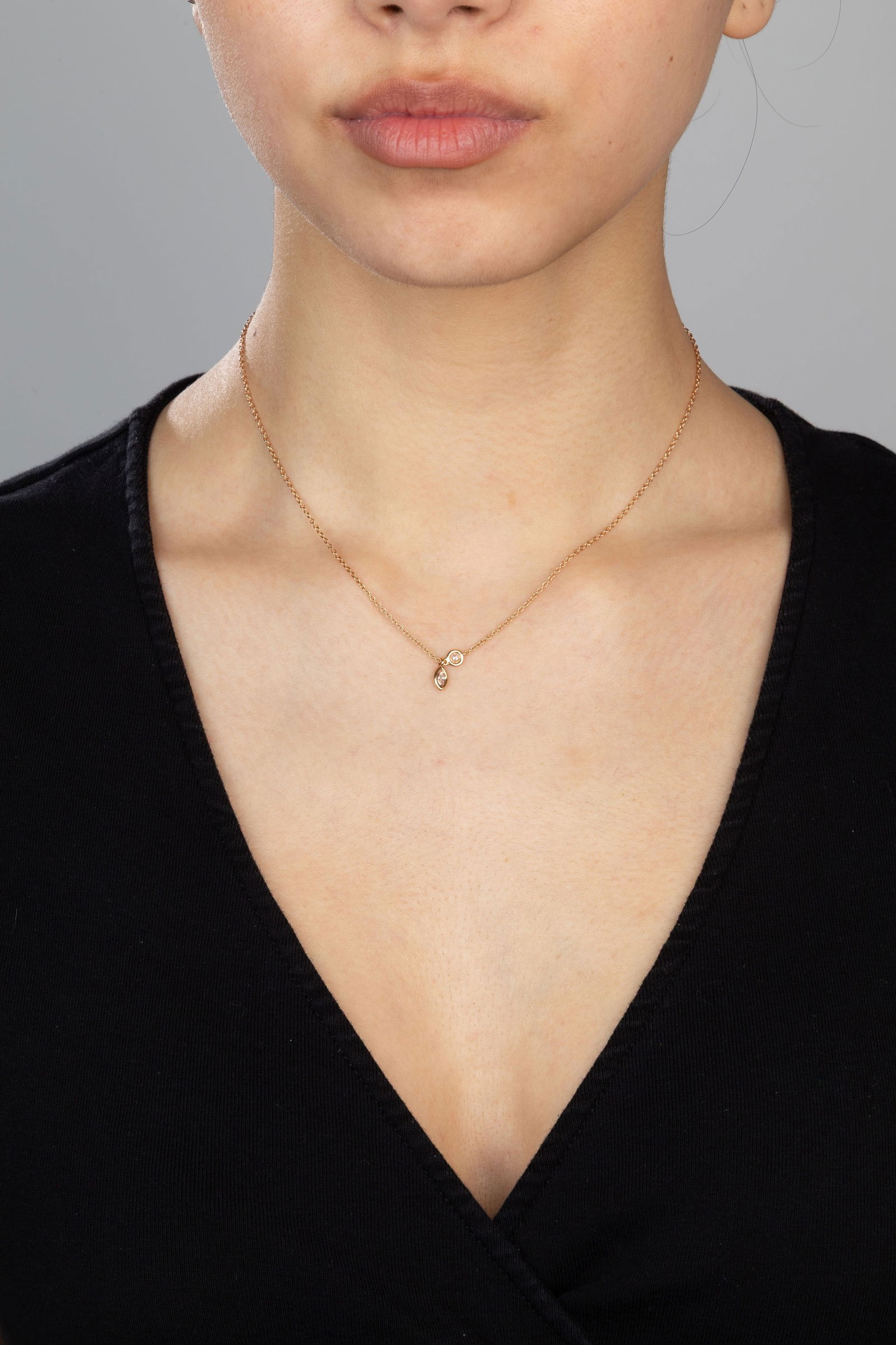 Mimi, collier or rose 750, chaîne à maille forçat alternée d'un diamant taille r - 3