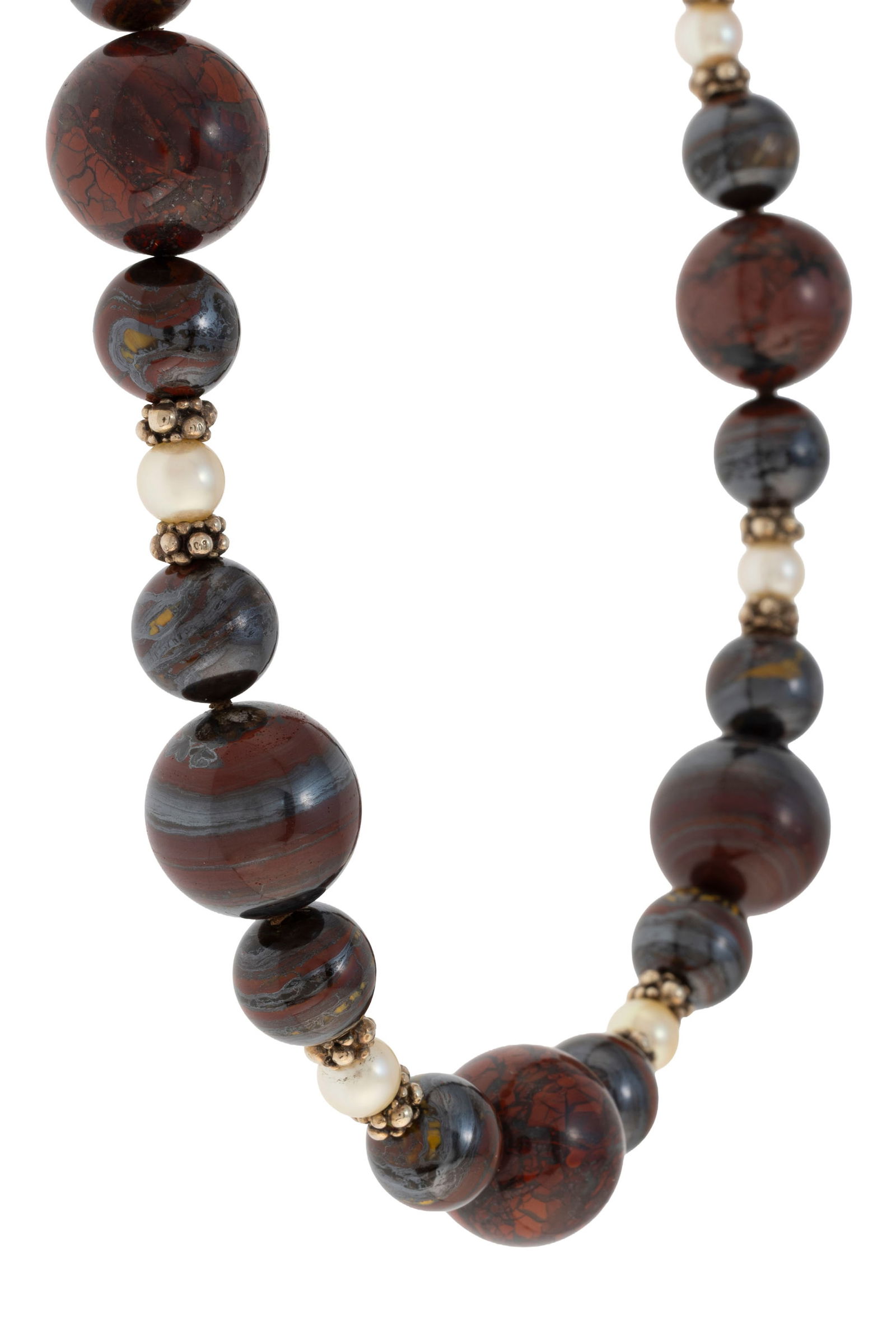 Gilbert Albert, collier composé de billes de jaspe-hématite alternées de perles de cu - 2