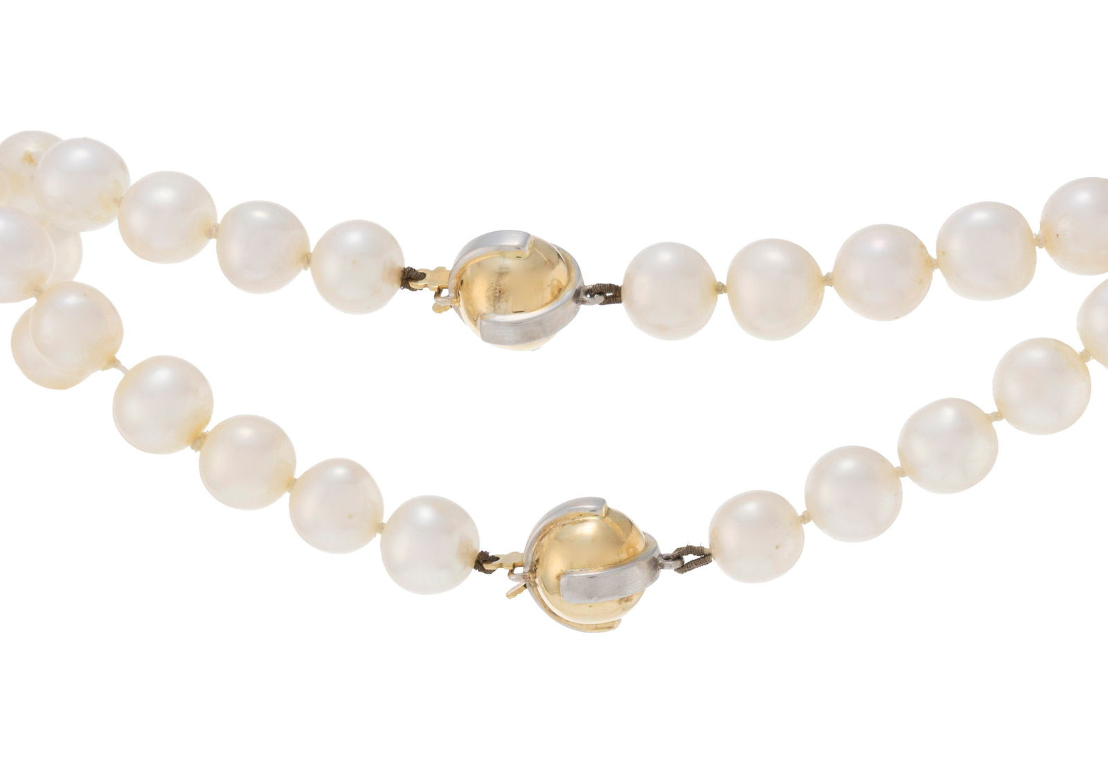 Bucherer, sautoir composé de 2 rangs de perles de culture d'eau douce en chute, fermoirs boules - 3
