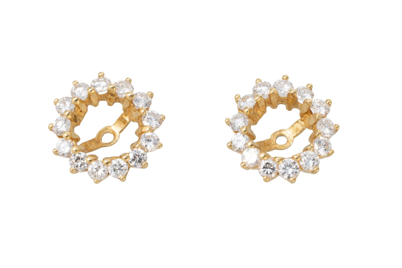 Paire d'éléments pour boucles d'oreilles or 750 sertis de diamants taille brillant, h. 1.2 (1 of 3)