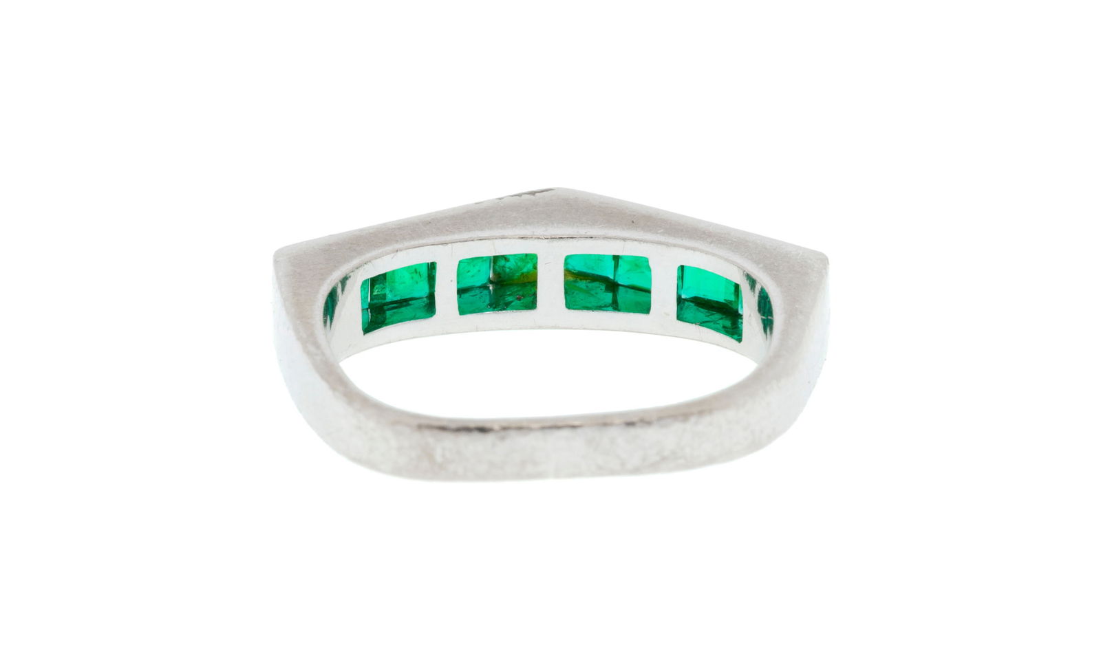 Piaget, bague or gris 750 sertie d'une ligne d'émeraudes carrées, signée, doigt 50-10 - 3