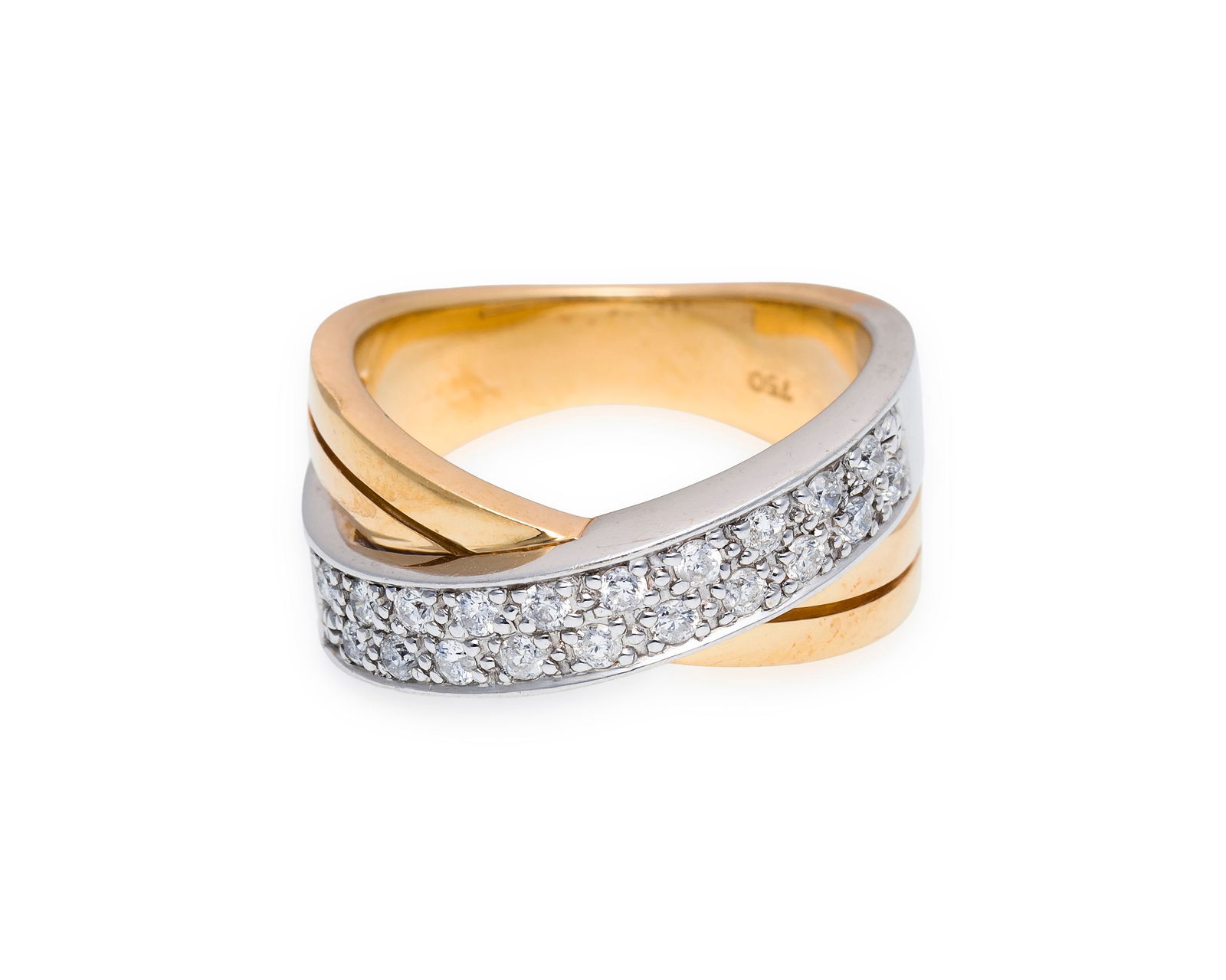 Bague 2 ors 750 sertie de diamants taille brillant, doigt 52-12, 10g (1 of 4)