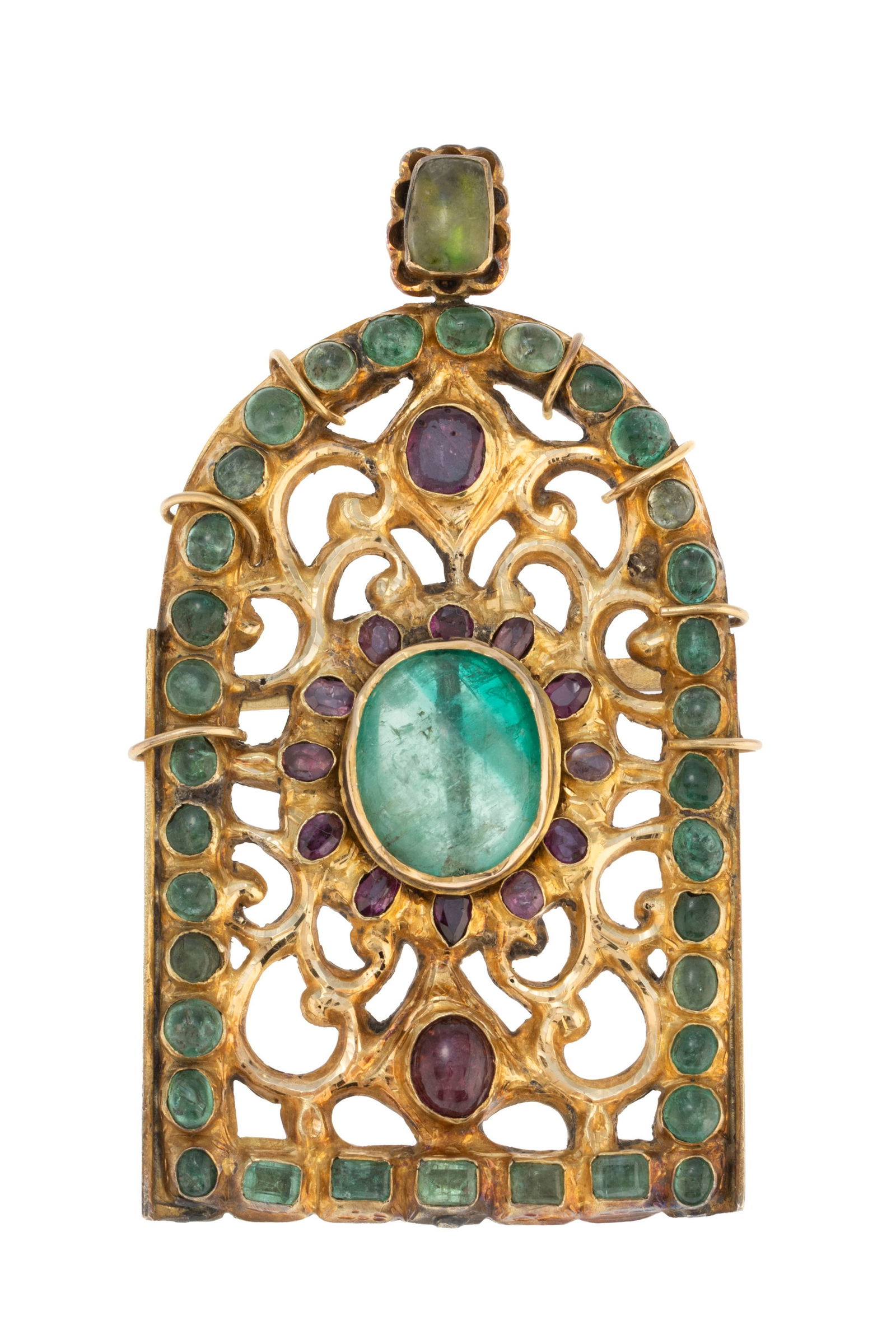 Pendentif, Maroc, probablement XXe s., or et métal formé d'un élément ajouré (1 of 4)