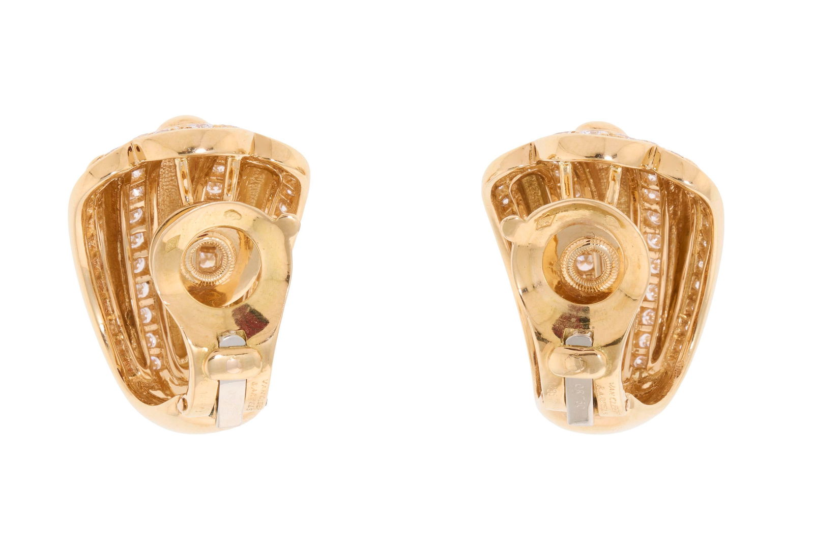 Van Cleef & Arpels, paire de clips d'oreilles or 750 formés de trois bandes bombées espac& - 3