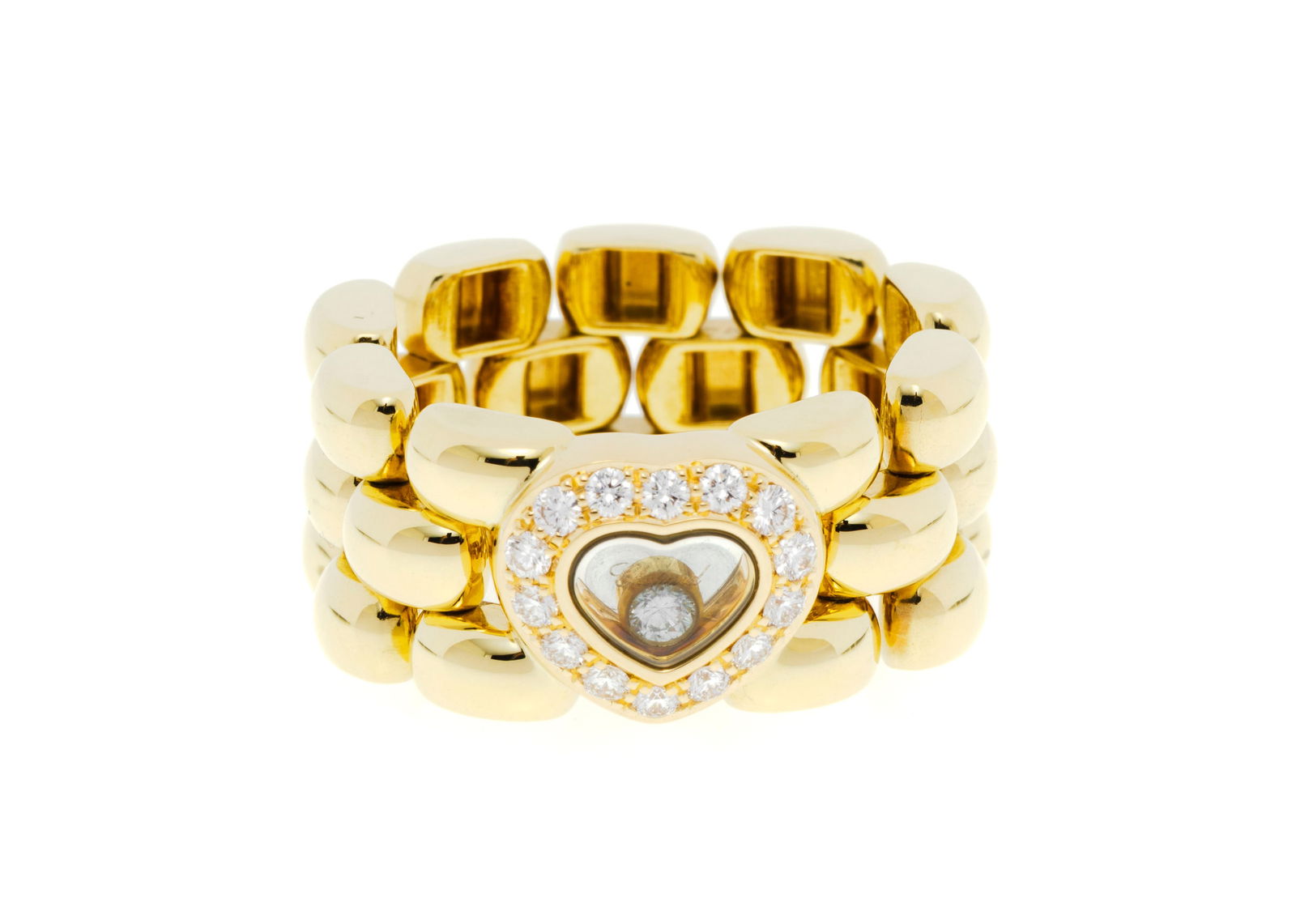 Chopard, Happy Diamonds, bague souple or 750 centrant un cœur serti de diamants taille brillant (1 of 4)