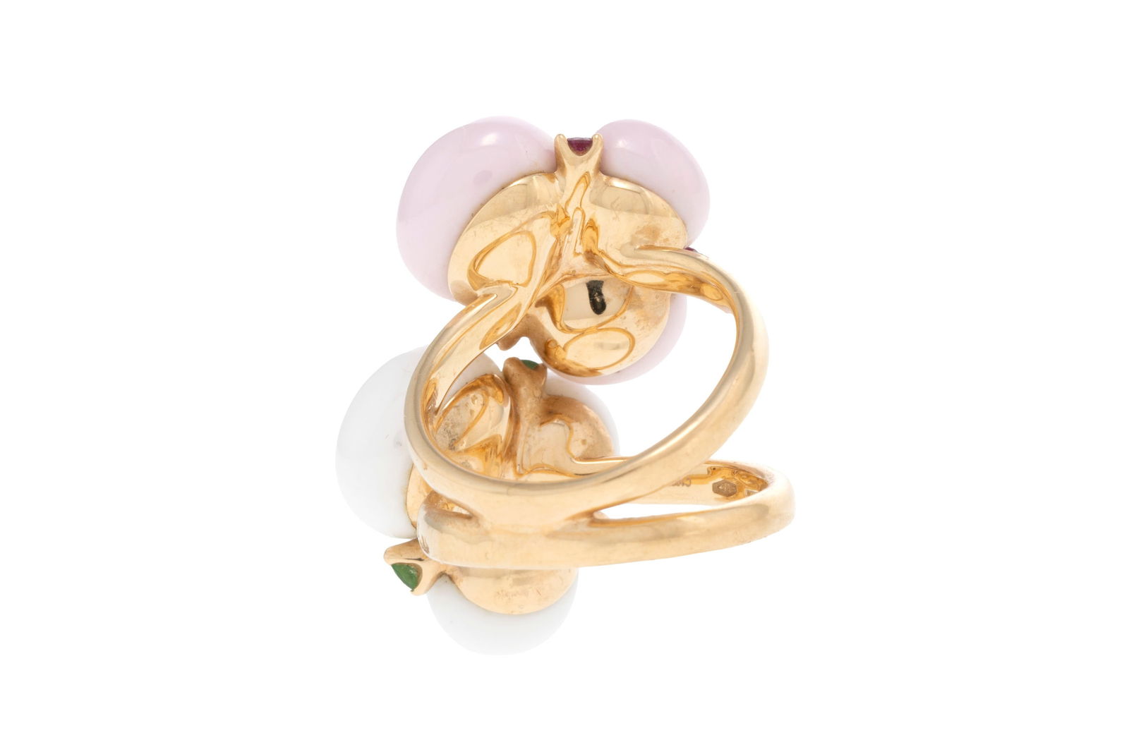 Pomellato, Capri, deux bagues soudées ensemble or 750 ornées de galets de céramique r - 4