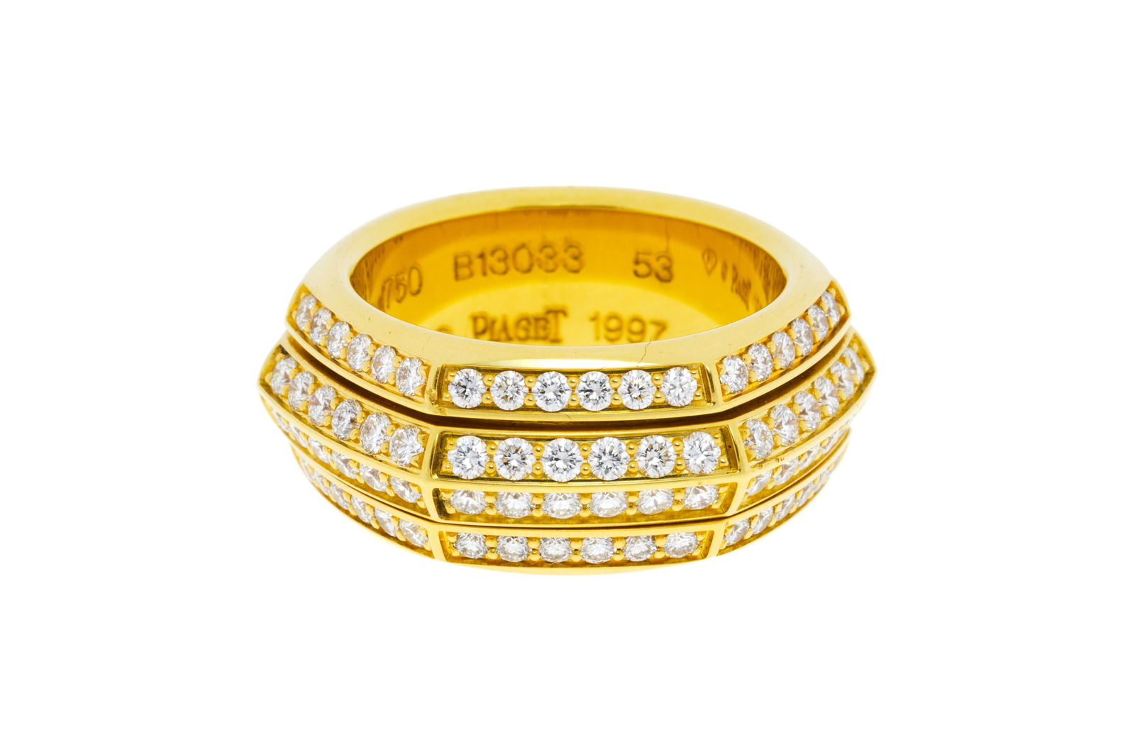 Piaget, Possession, bague or 750 pavée de diamants taille brillant, signée, numérot&# - 2