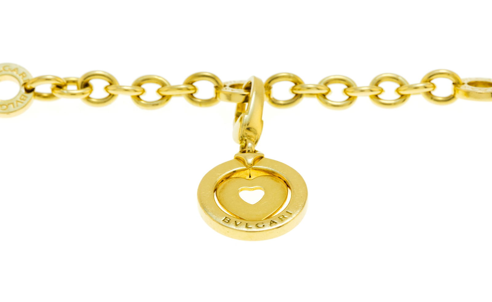 Bulgari, bracelet et charm or 750 à maille forçat et maillons circulaires gravés, sig - 2