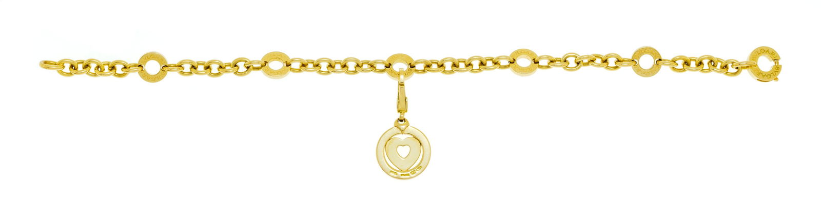 Bulgari, bracelet et charm or 750 à maille forçat et maillons circulaires gravés, sig - 3