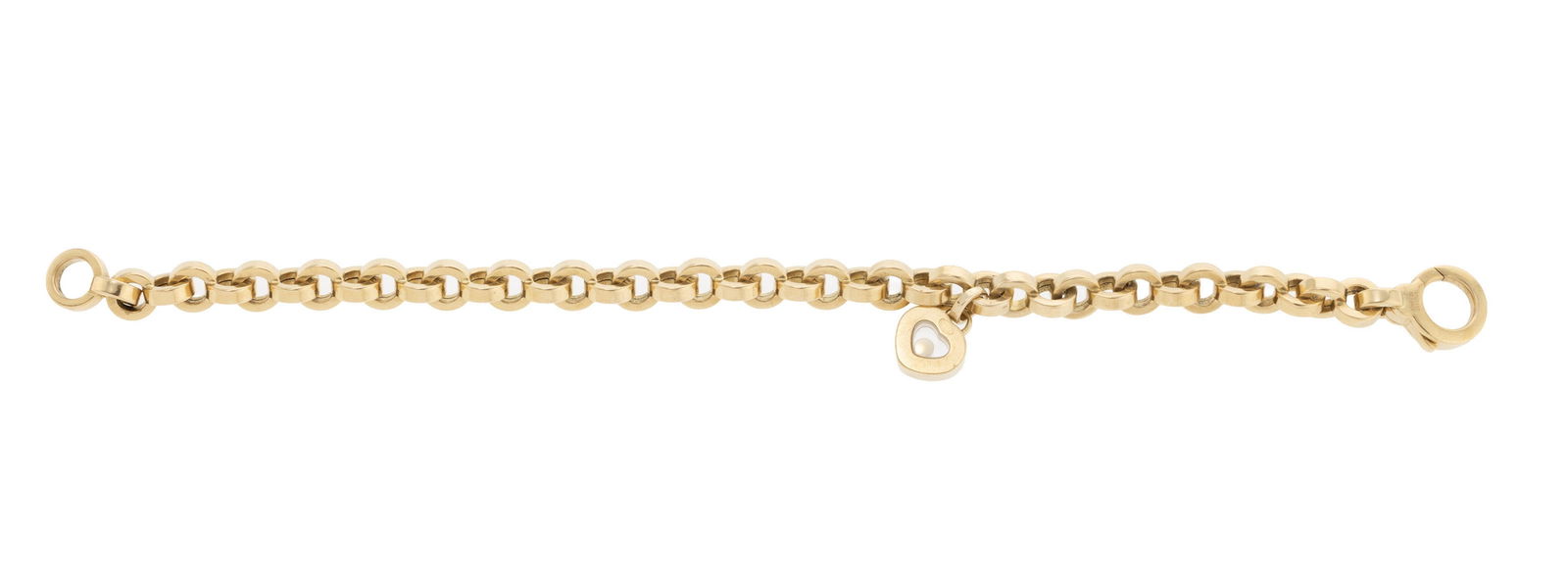 Chopard, Happy Diamonds, bracelet or 750 à maille forçat retenant un charm cœur reten - 3