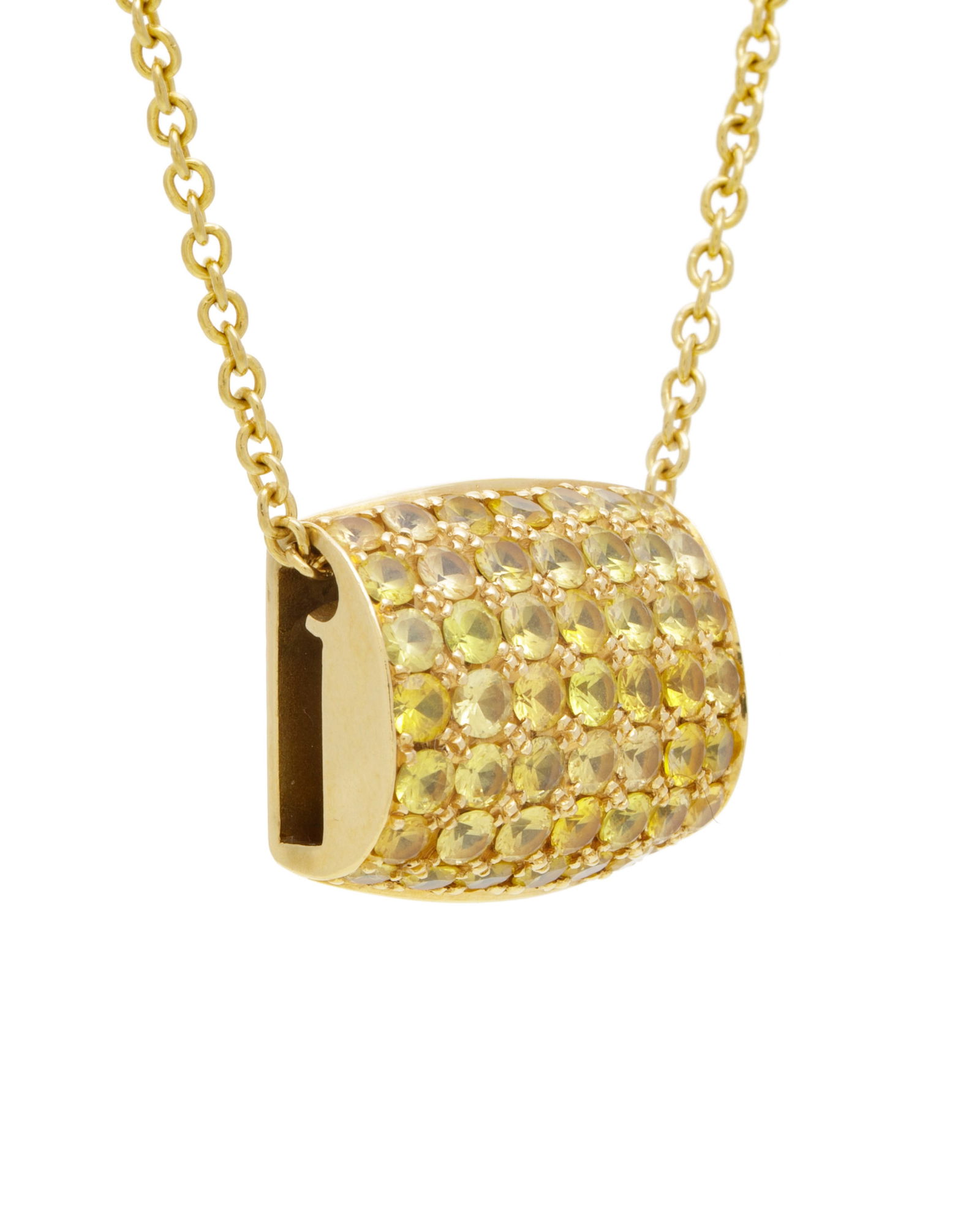 Piaget, Dancer, pendentif en or 750 pavé de saphirs jaunes, sur sa chaîne en or 750 à - 2