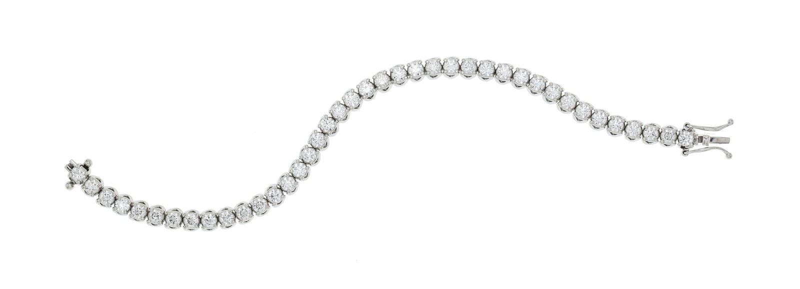 Bracelet rivière or gris 750 serti de diamants taille brillant (total env. 5 cts), long. 16.5 c (1 of 5)