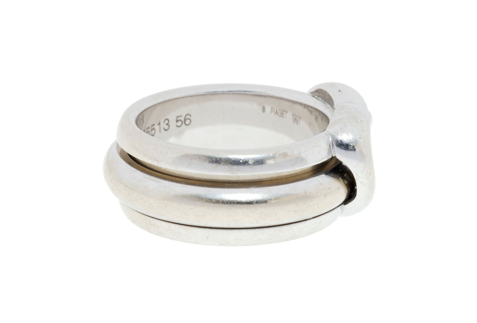 Piaget, Possession, bague cœur or gris 750 formée d'un anneau mobile serti d'un diamant ta - 3