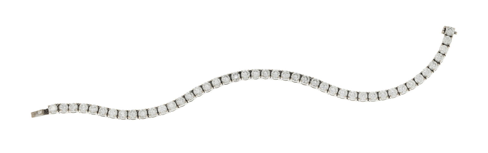 Bracelet rivière or gris 750 serti de diamants taille brillant (total env. 9 cts), long. 19.7 c (1 of 4)