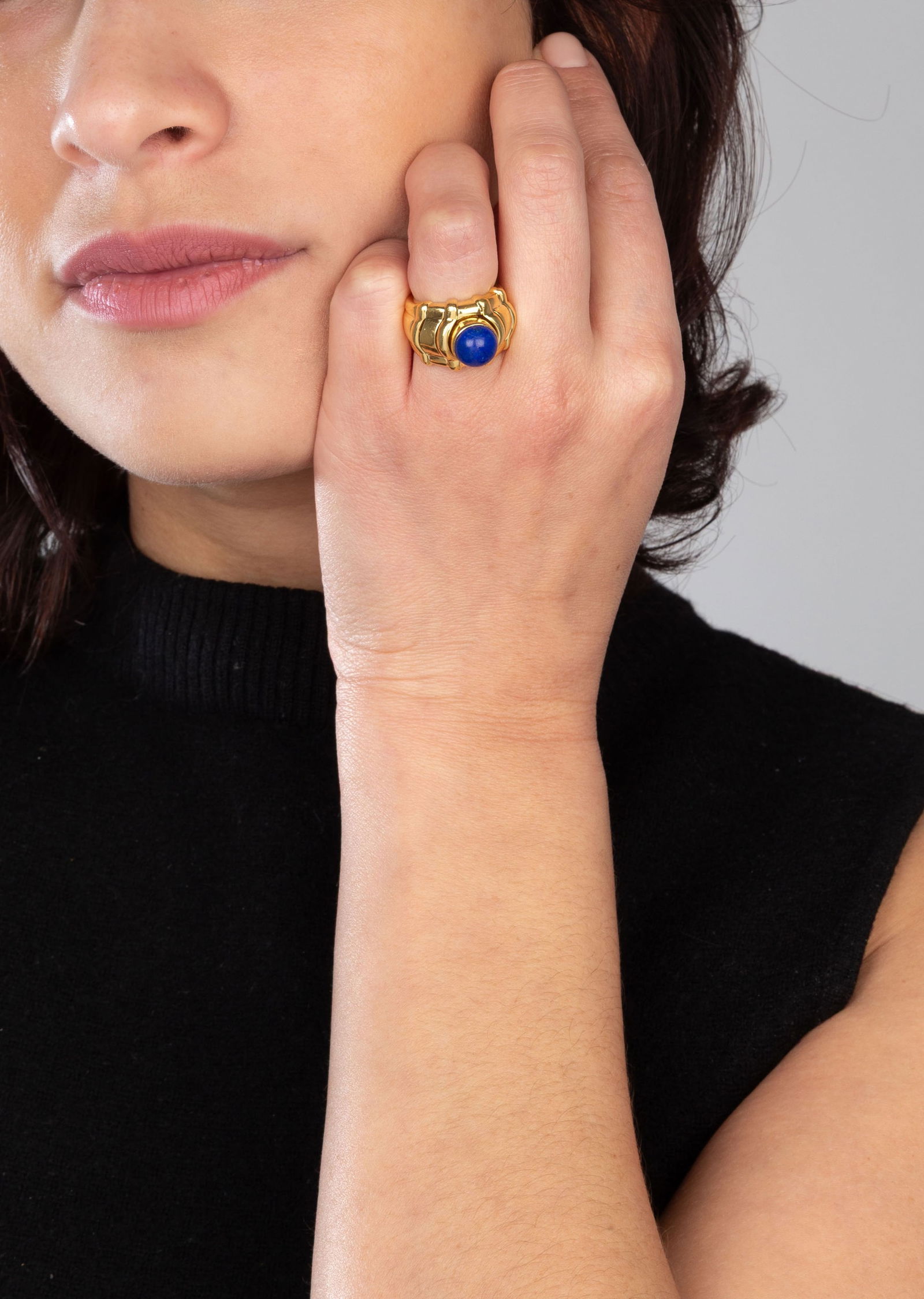 Piaget, bague or 750 avec deux éléments interchangeables en lapis-lazuli et or gris bross& - 5