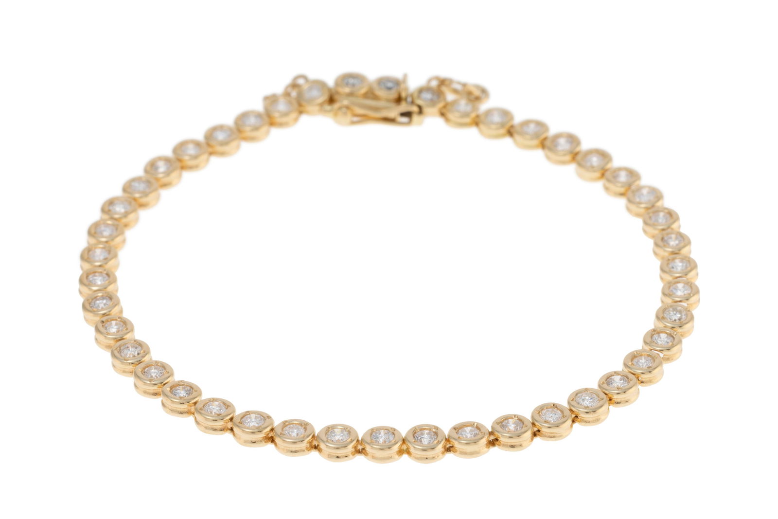 Bracelet rivière or 750 serti de diamants taille brillant, long. 19 cm, 10g (1 of 4)