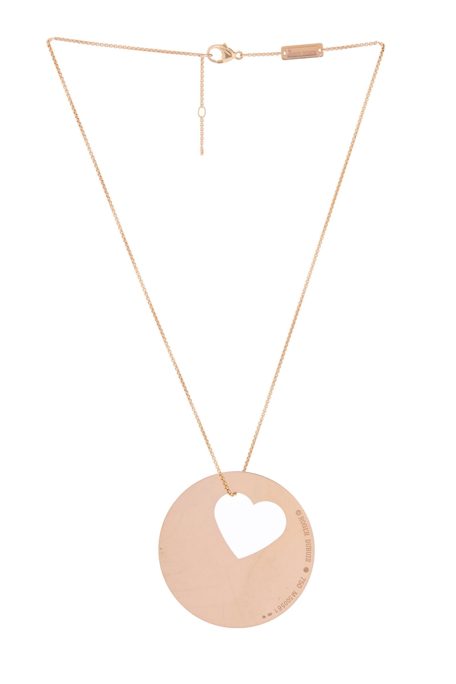 Roger Dubuis, pendentif circulaire or rose 750 ajouré d'un cœur sur sa chaîne RD en o - 3