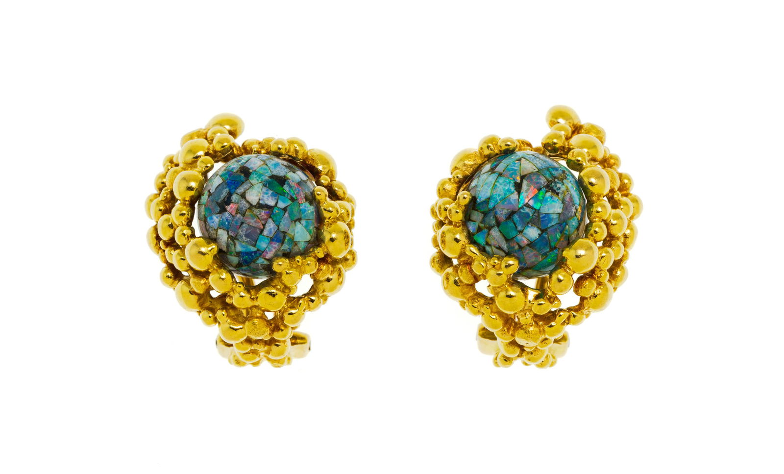 Gilbert Albert, paire de clips d'oreilles or 750 perlé et leurs 30 paires de billes interchange - 2