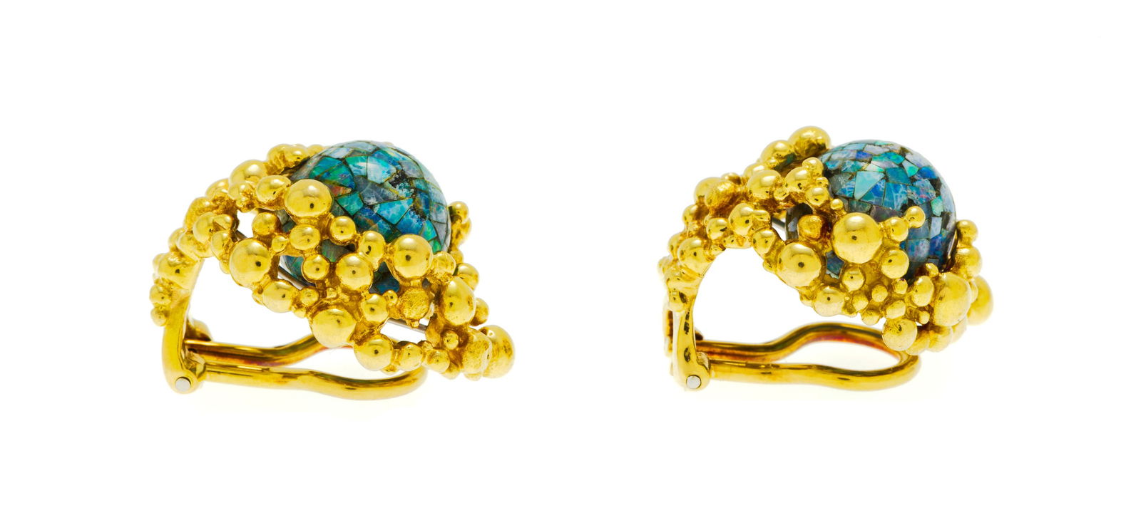 Gilbert Albert, paire de clips d'oreilles or 750 perlé et leurs 30 paires de billes interchange - 3