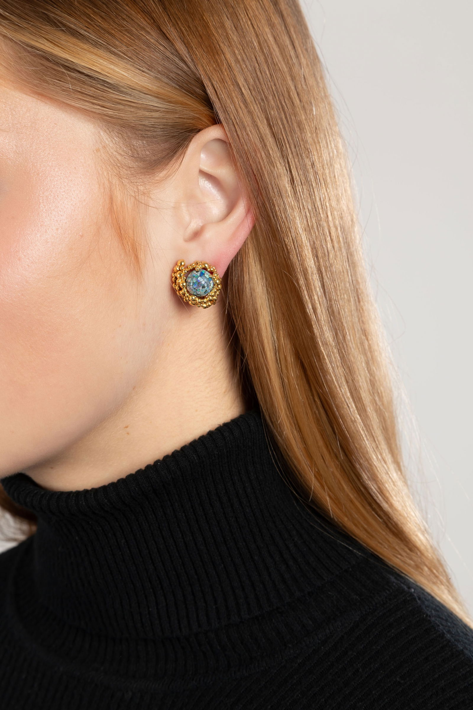 Gilbert Albert, paire de clips d'oreilles or 750 perlé et leurs 30 paires de billes interchange - 6