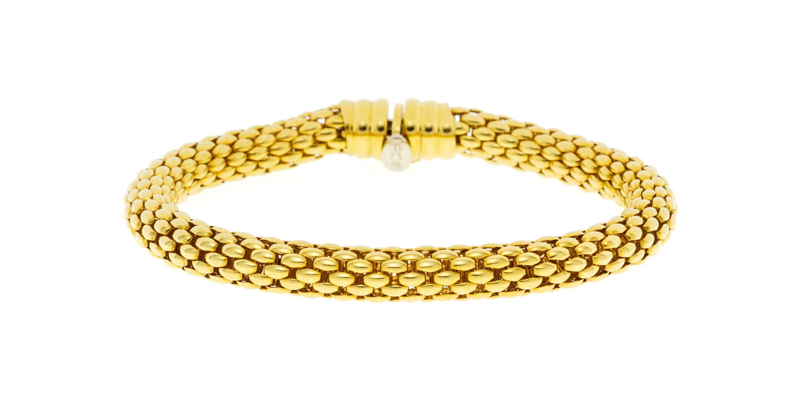 Fope, bracelet or 750 formé de petits maillons bombés, signé, long. 19.5 cm, 27g (1 of 3)