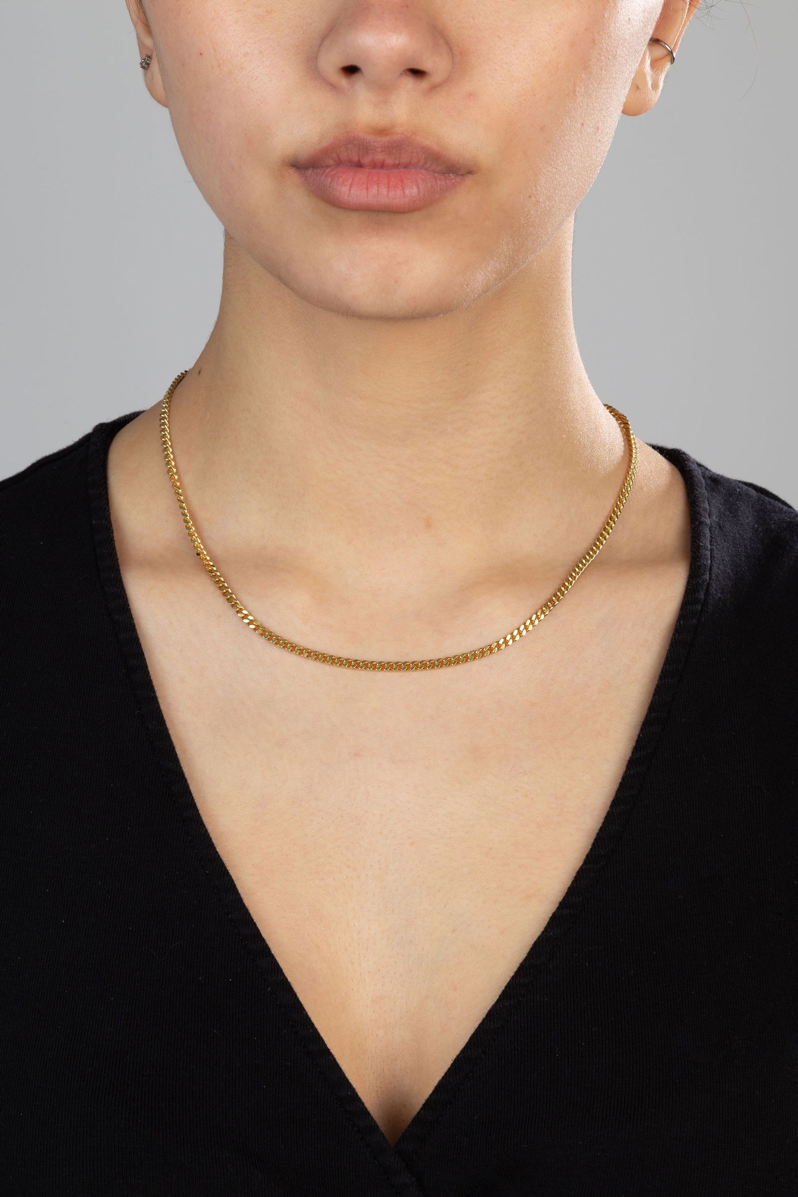 Chaîne or 750 à maille gourmette limée, long. 45 cm, 18g - 3