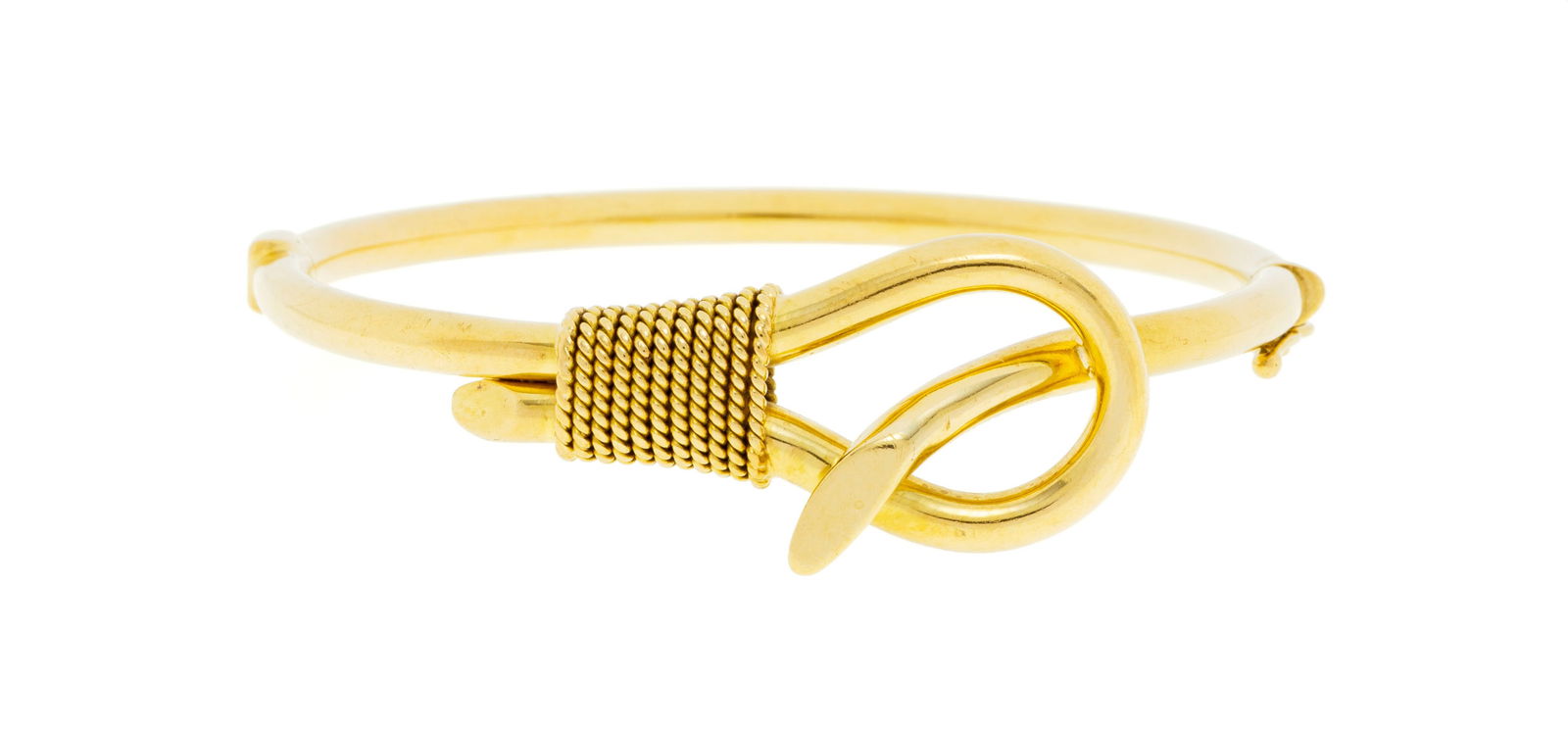 Bracelet nœud or 750, circ. 17.5 cm, 17g: Bracelet nœud or 750, circ. 17.5 cm, 17g ConditionBon état de conservation général. Présence de rayures et micro rayures d'usage normal. 