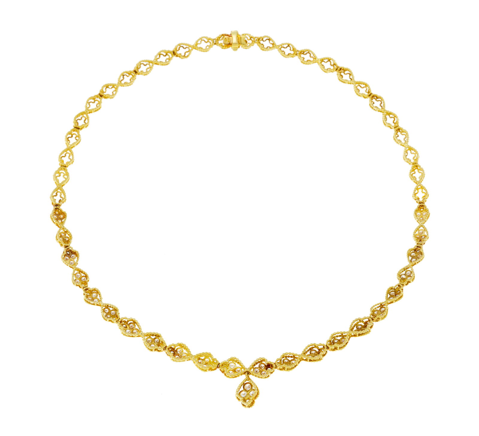 Collier or 750 formé d'éléments ajourés bordés de fils torsadés, ceux  - 3