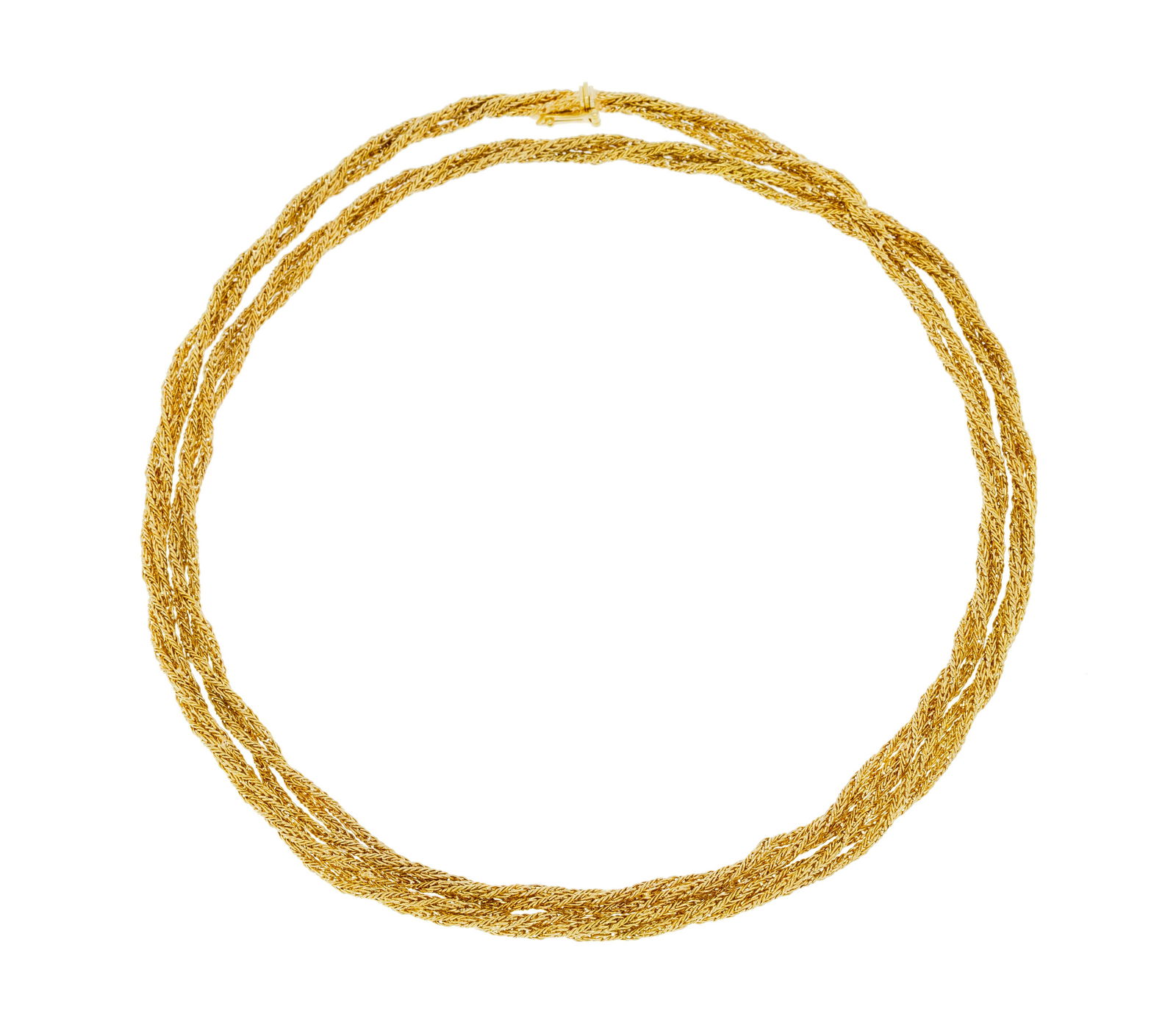 Sautoir or 750 à maille corde torsadée, long. 90 cm, 59g: Sautoir or 750 à maille corde torsadée, long. 90 cm, 59g ConditionTrès bon état de conservation général. Poinçon de maître Tännler. 