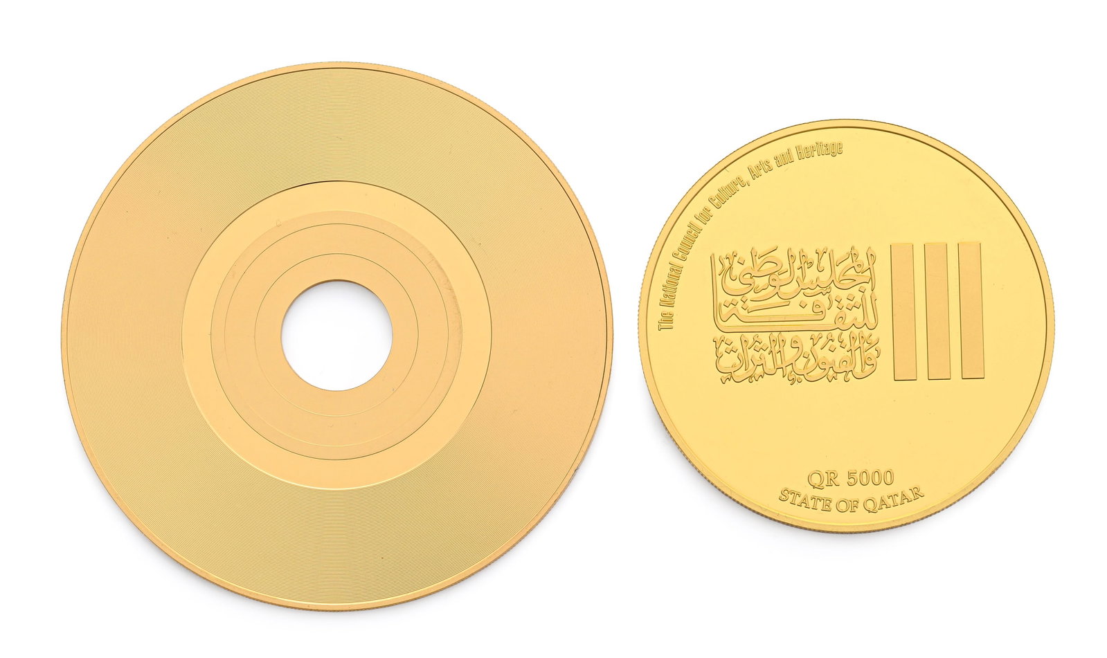 Qatar, Hamad ben Khalifa al Thani (1995-2013), 5000 rials en or fin, 2003, émis par Le Conseil  - 6