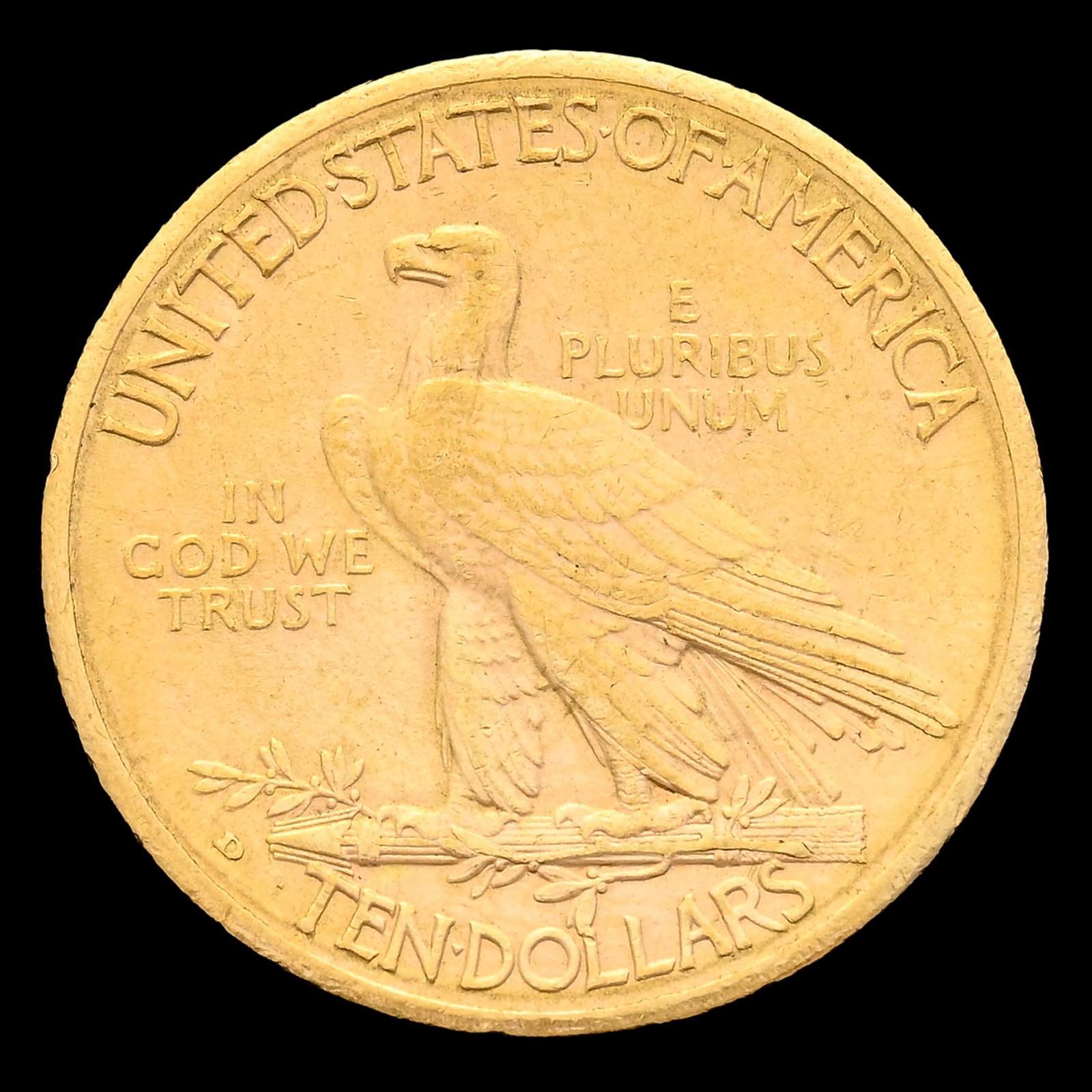USA, 10 dollars or 1910 "Indian Head", Denver, avec devise, diam. 2,7 cm, 16,69 g. - 2