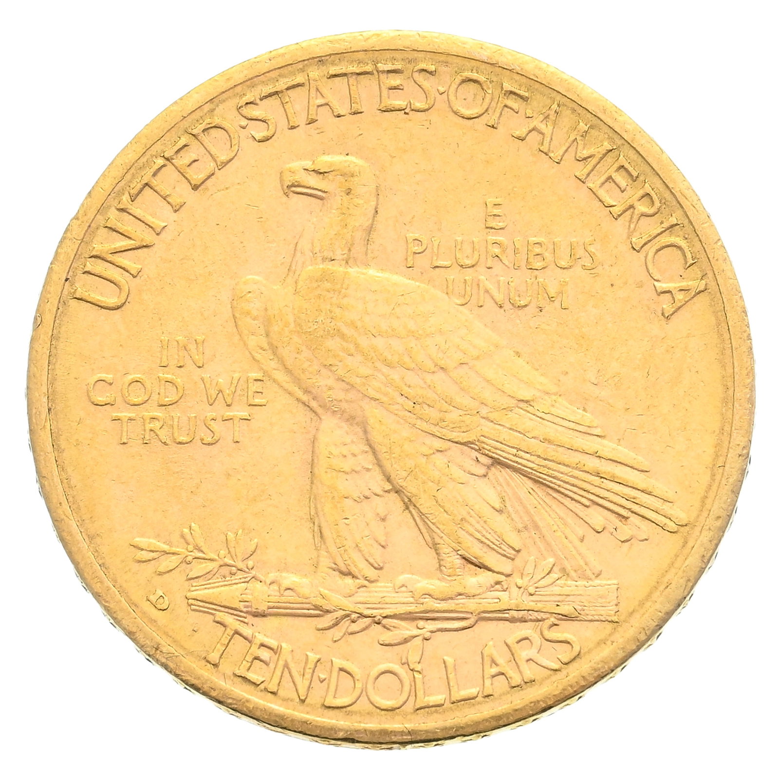 USA, 10 dollars or 1910 "Indian Head", Denver, avec devise, diam. 2,7 cm, 16,69 g. - 4
