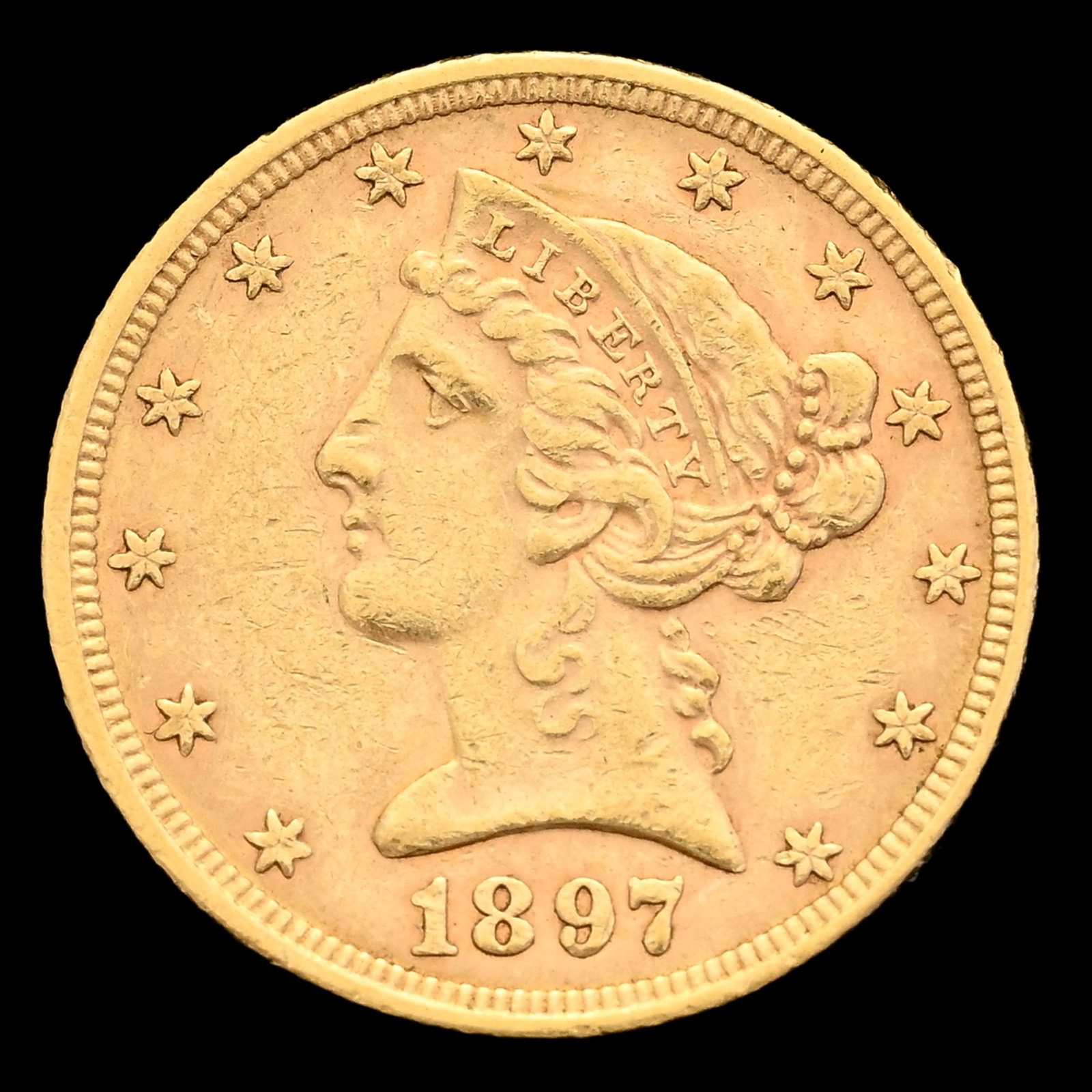 USA, 5 dollars "Liberty Head" en or, 1897, Philadelphie, diam. 2,16 cm, 8,33 g. (1 of 4)