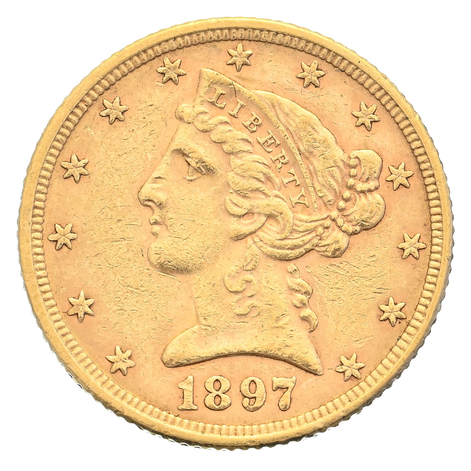 USA, 5 dollars "Liberty Head" en or, 1897, Philadelphie, diam. 2,16 cm, 8,33 g. - 3