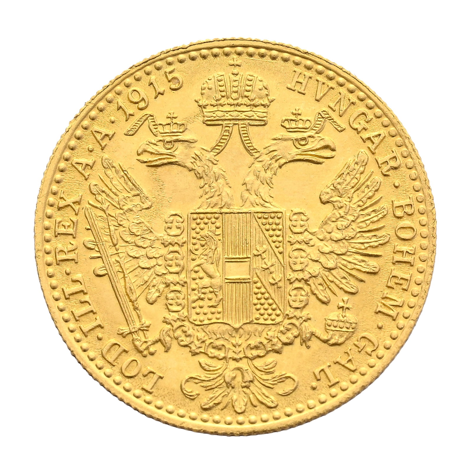 Empire d'Autriche, François-Joseph Ier (1848-1916), 1 ducat en or 1915 (refrappe), tranche stri (1 of 2)