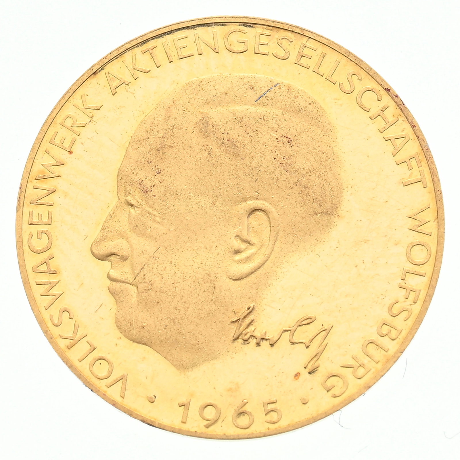 Allemagne, "10 millions de Volkswagen", médaille commémorative en or 900, 1965, revers au  - 2