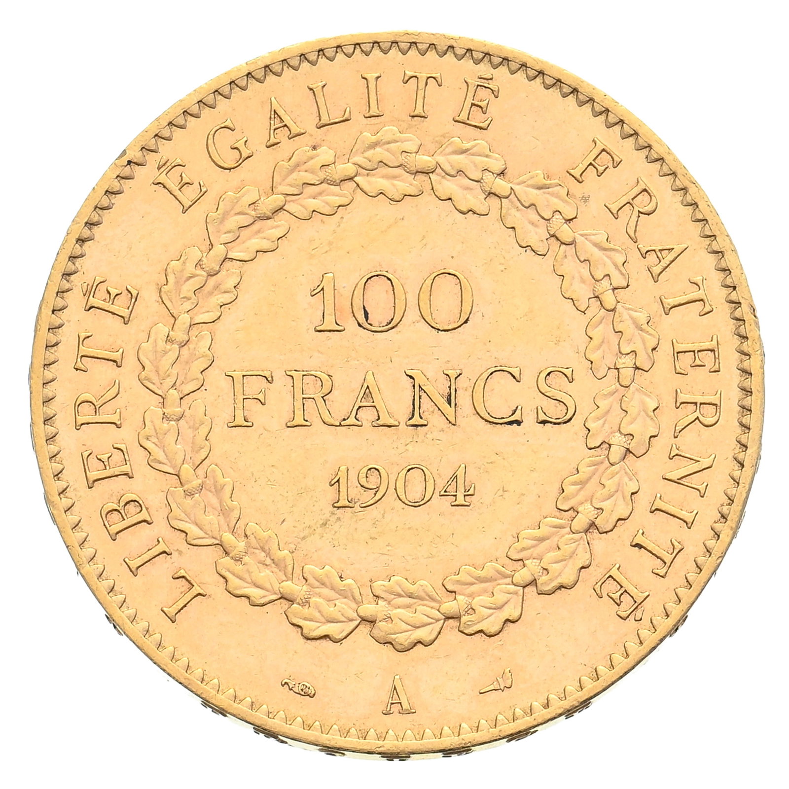 France, 100 francs or 1904 A (Paris), type Génie, tranche inscrite en relief, diam. 3,5 cm, 32, - 4