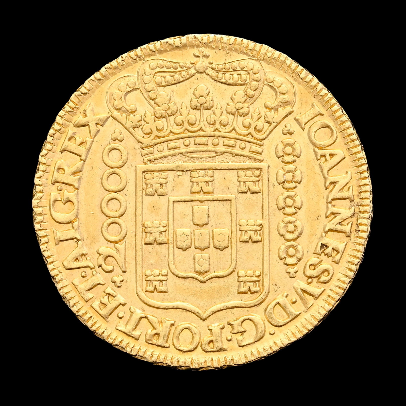 Brésil, João V (1724-1750), 20.000 reis en or, 1726, Minas Gerais, tranche feuillagée: Brésil, João V (1724-1750), 20.000 reis en or, 1726, Minas Gerais, tranche feuillagée, diam. 3,8 cm, 53,4 g. Condition Etat de conservation : SUP++ Veuillez vous référer aux