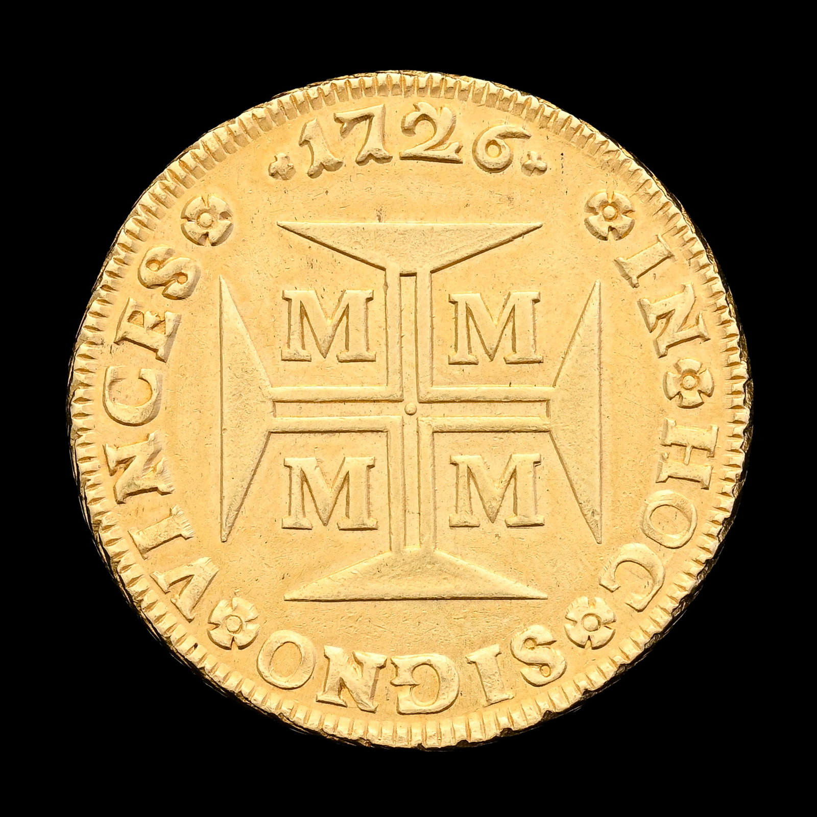 Brésil, João V (1724-1750), 20.000 reis en or, 1726, Minas Gerais, tranche feuillagée - 2