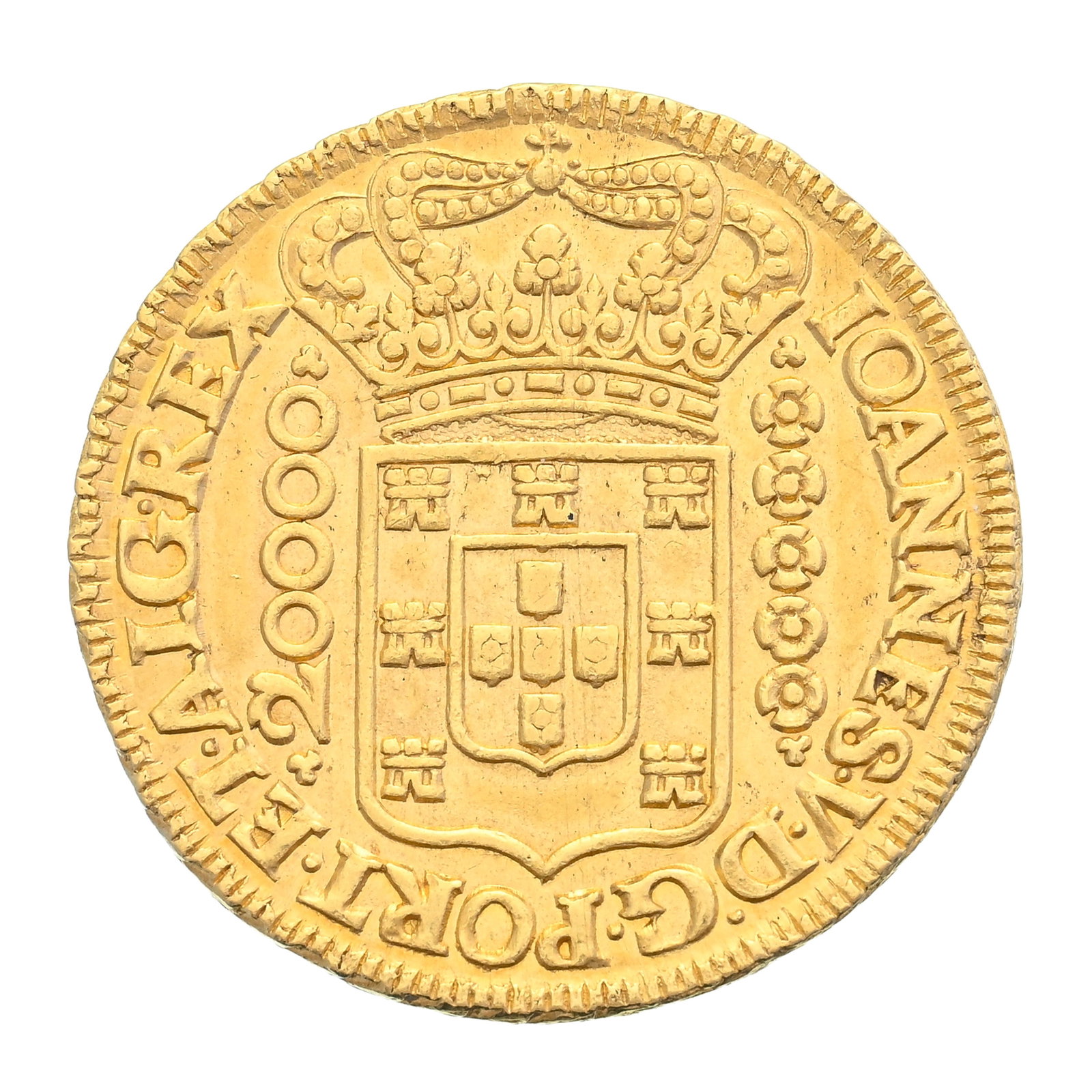 Brésil, João V (1724-1750), 20.000 reis en or, 1726, Minas Gerais, tranche feuillagée - 3