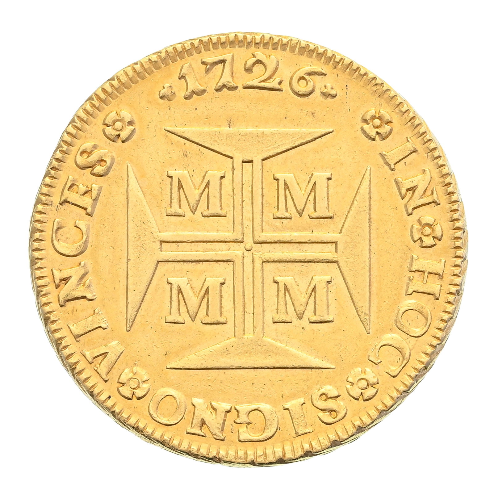 Brésil, João V (1724-1750), 20.000 reis en or, 1726, Minas Gerais, tranche feuillagée - 4