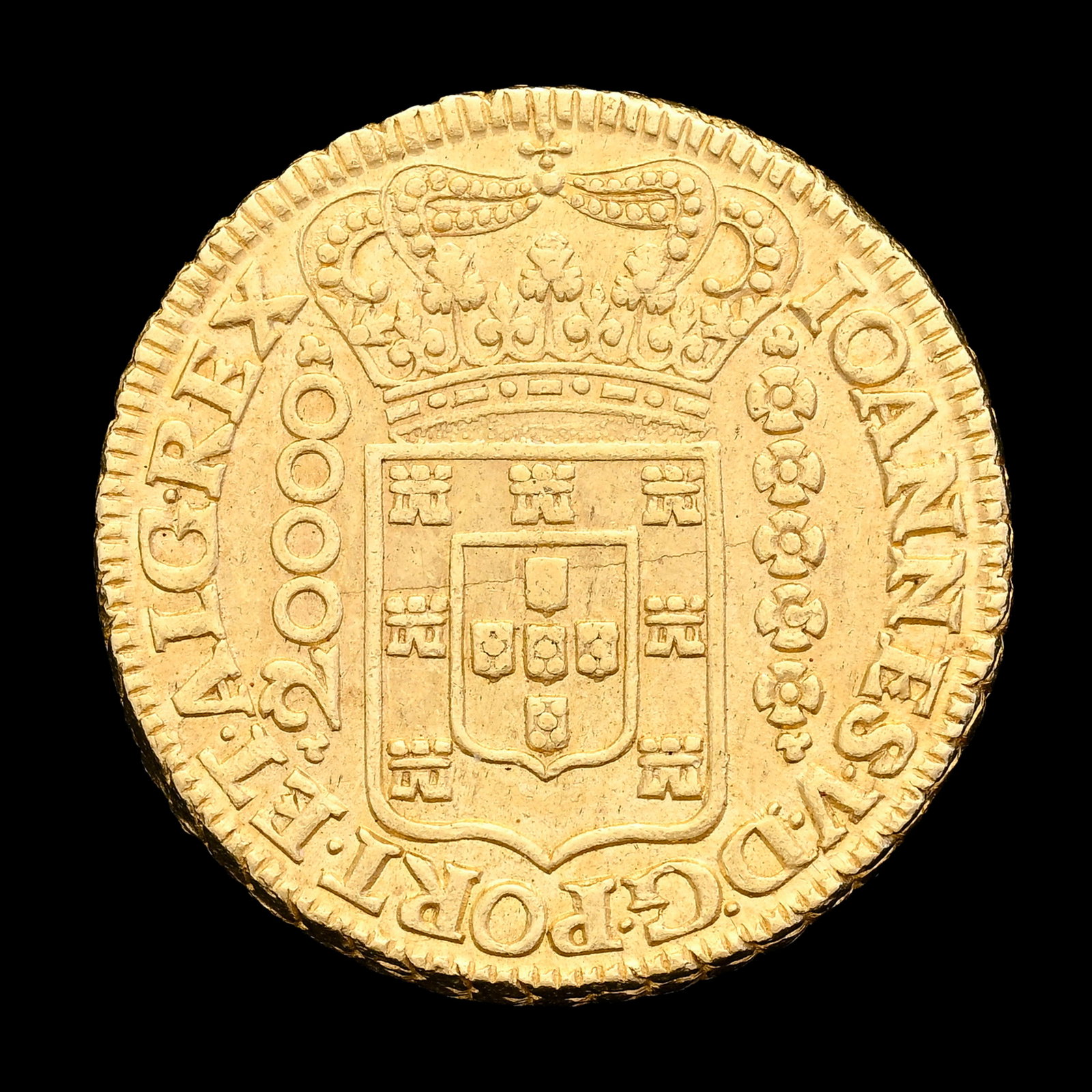 Brésil, João V (1724-1750), 20.000 reis en or, 1726, Minas Gerais, tranche feuillagée: Brésil, João V (1724-1750), 20.000 reis en or, 1726, Minas Gerais, tranche feuillagée, diam. 3,8 cm, 53,6 g. Condition Etat de conservation : SUP Veuillez vous référer aux