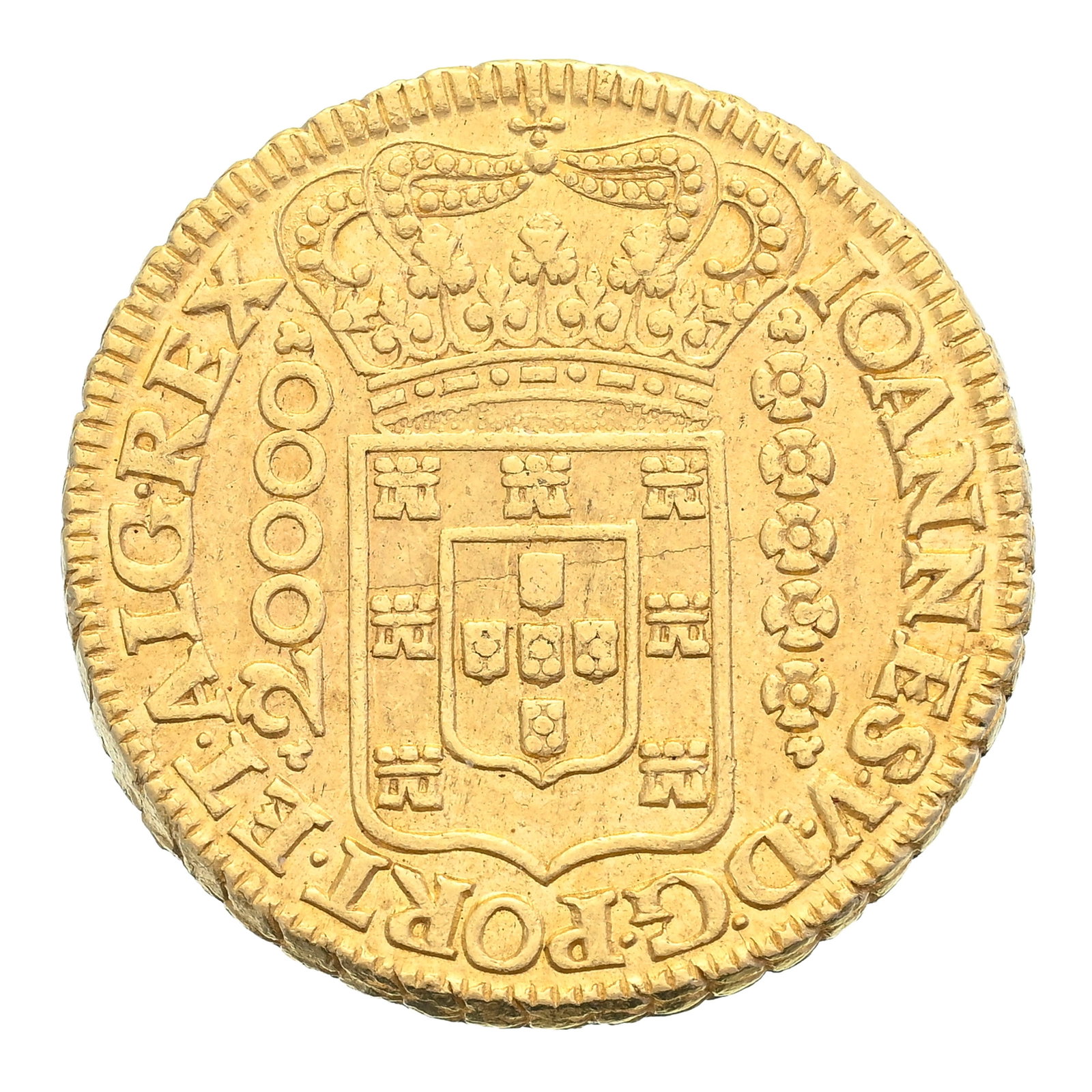 Brésil, João V (1724-1750), 20.000 reis en or, 1726, Minas Gerais, tranche feuillagée - 3