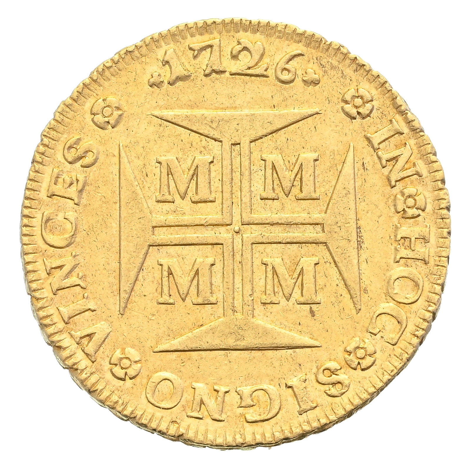 Brésil, João V (1724-1750), 20.000 reis en or, 1726, Minas Gerais, tranche feuillagée - 4