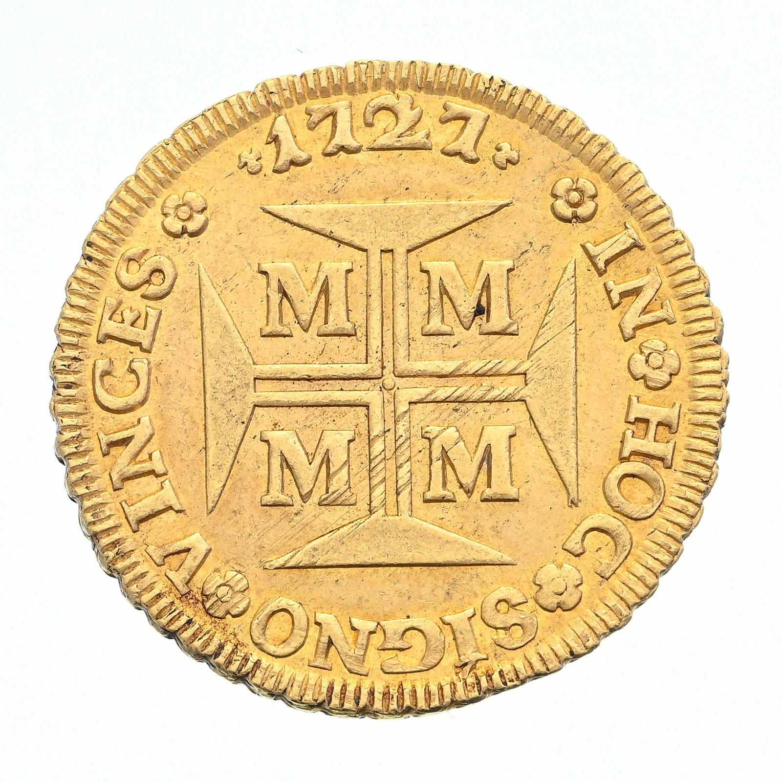 Brésil, João V (1724-1750), 10.000 reis en or, 1727, Minas Gerais, tranche feuillagée - 4
