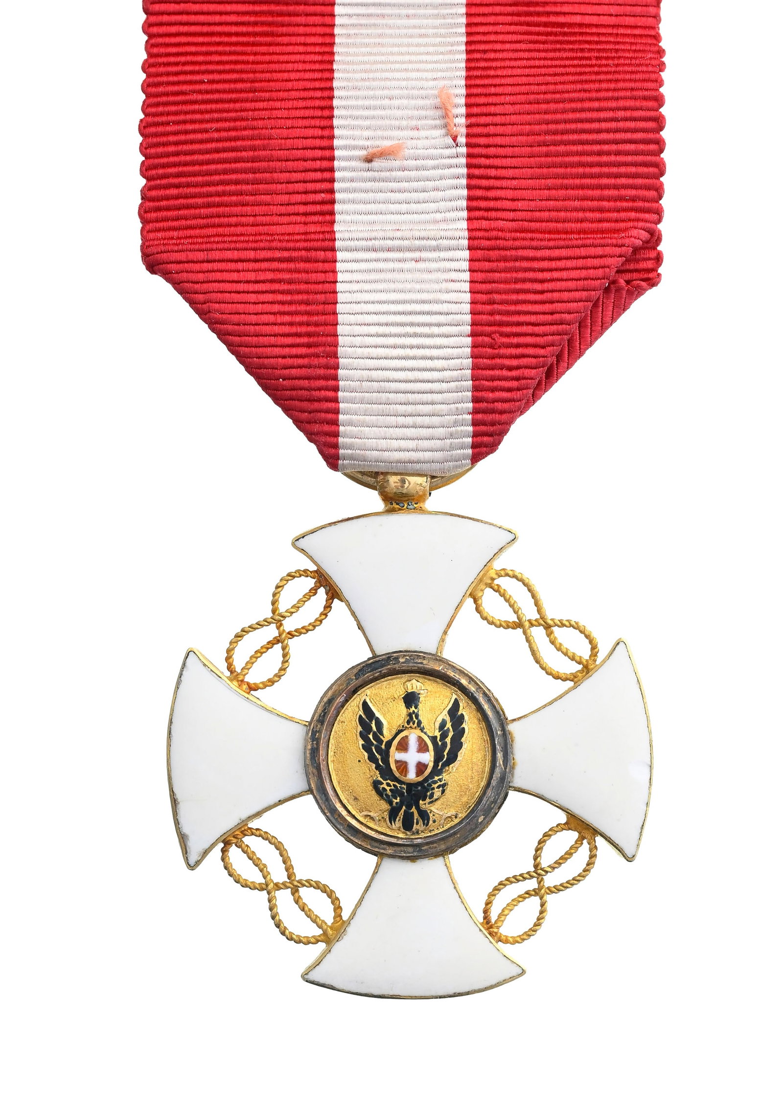 Royaume d'Italie, Ordre de la Couronne, fondé en 1868, croix d'Officier en or, vermeil et é - 2