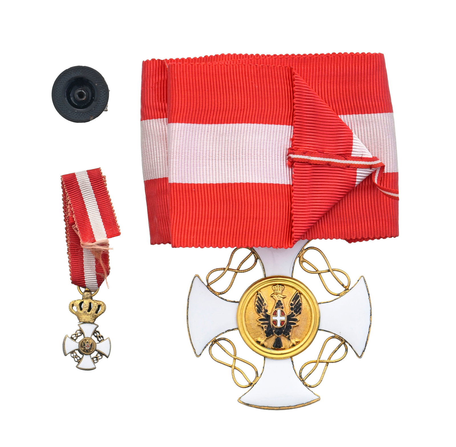 Royaume d'Italie, Ordre de la Couronne, fondé en 1868, croix de Commandeur en vermeil et é - 3